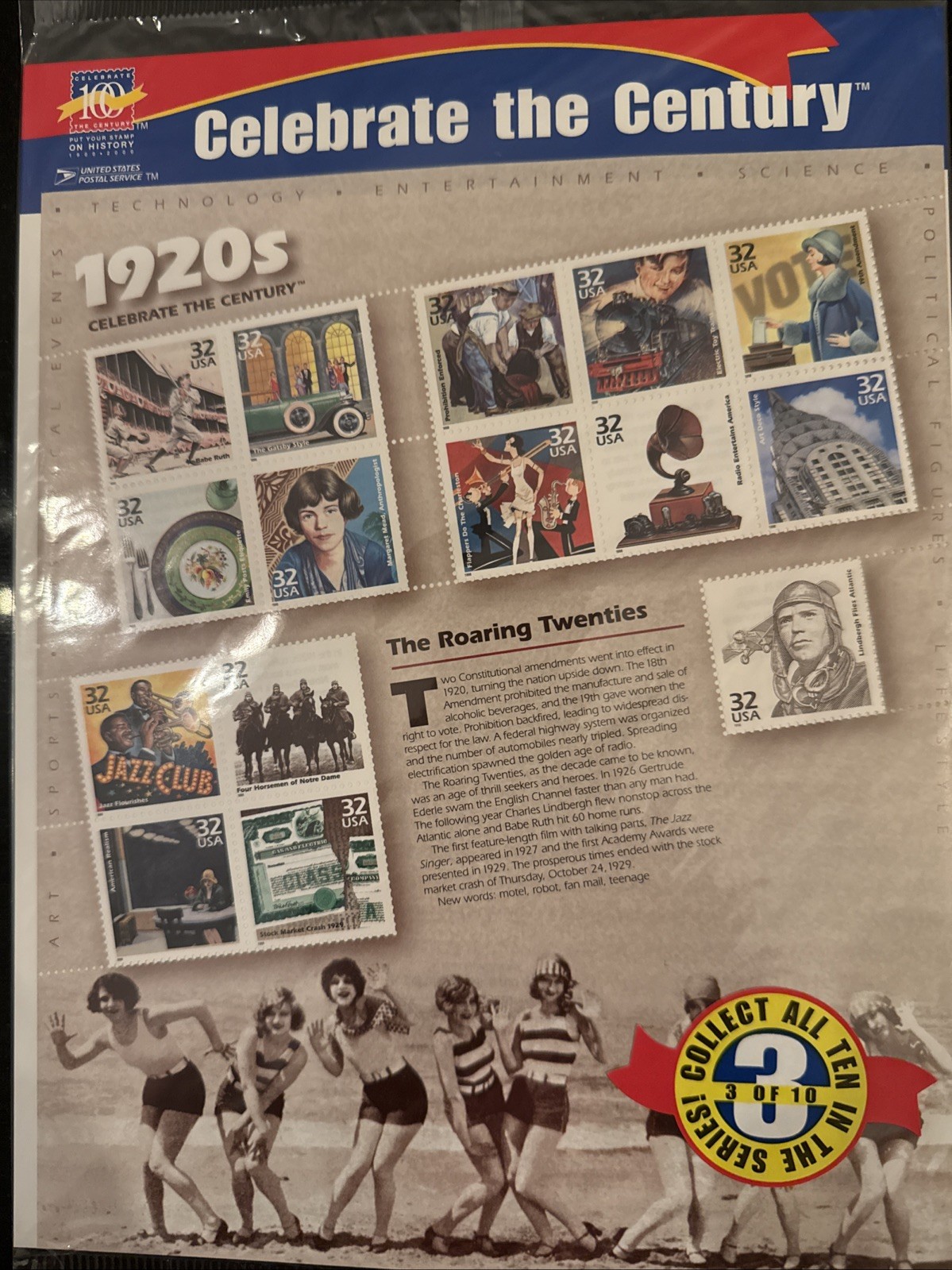 USPS CELEBRATE THE CENTURY 3182-3191 10 SHEET SET STAMPS 1900s – 1990s – Sealed