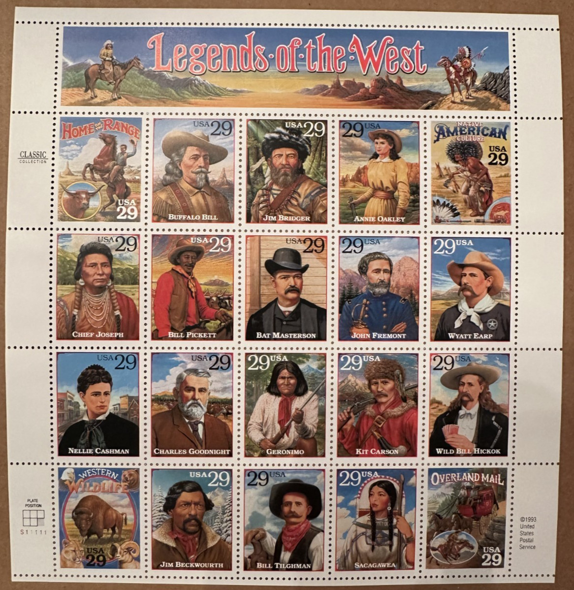 United States 29¢ Legend of The West Postage Stamp #2869 MNH Full Sheet