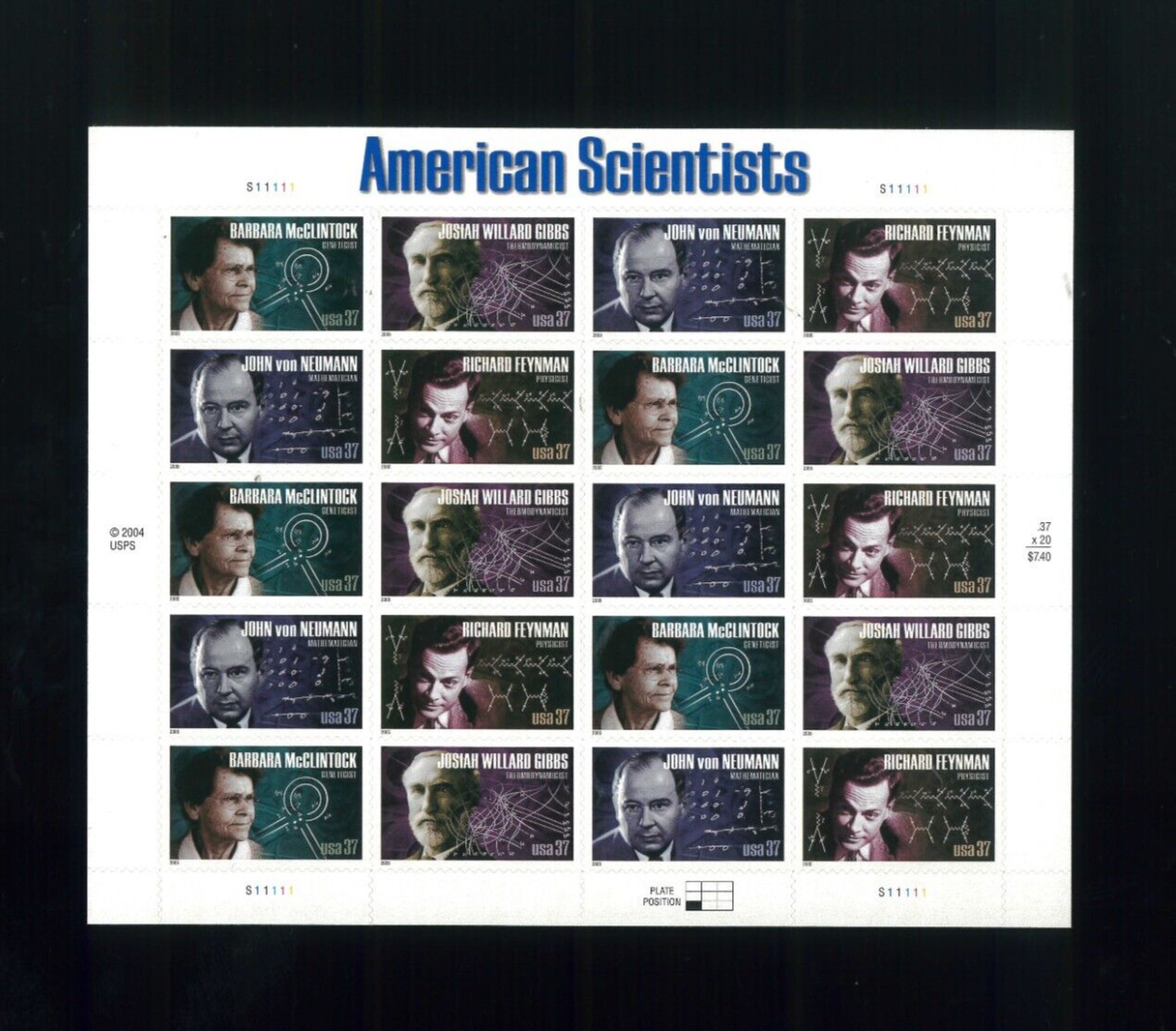 United States 37¢ American Scientist Postage Stamp #3906-09 MNH Full Sheet