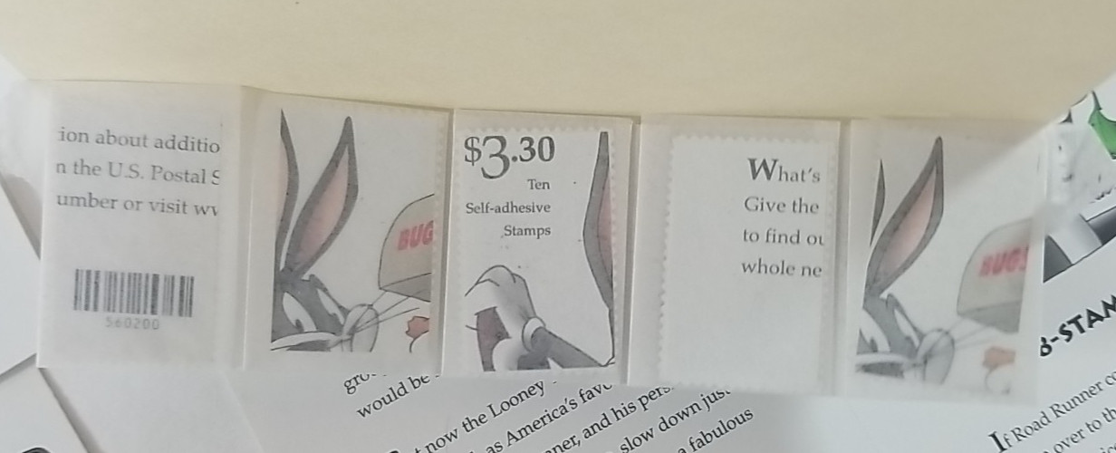 Lot of 60 Stamps – 5 Booklets Single Pages & Singles Bugs Bunny Set Looney Tunes