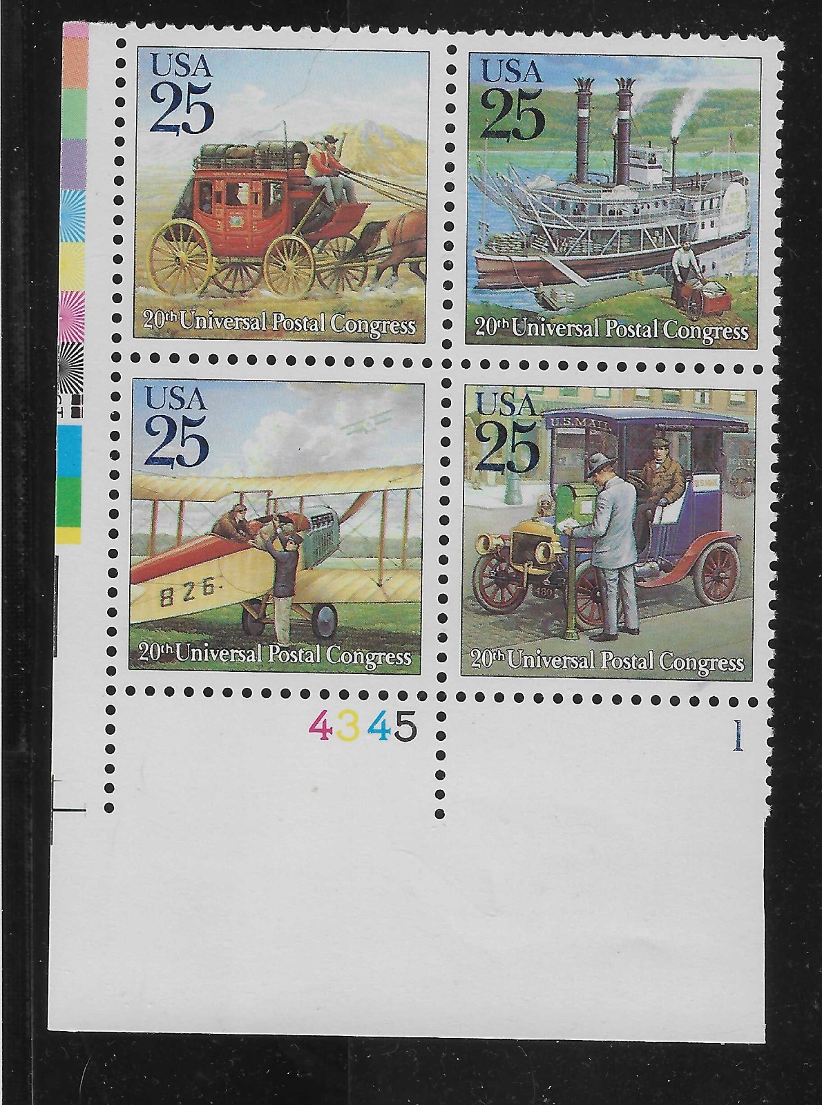 Scott # 2434-2438, 20th Universal Postal Congress Classic Mail, 25 Cent, 1988