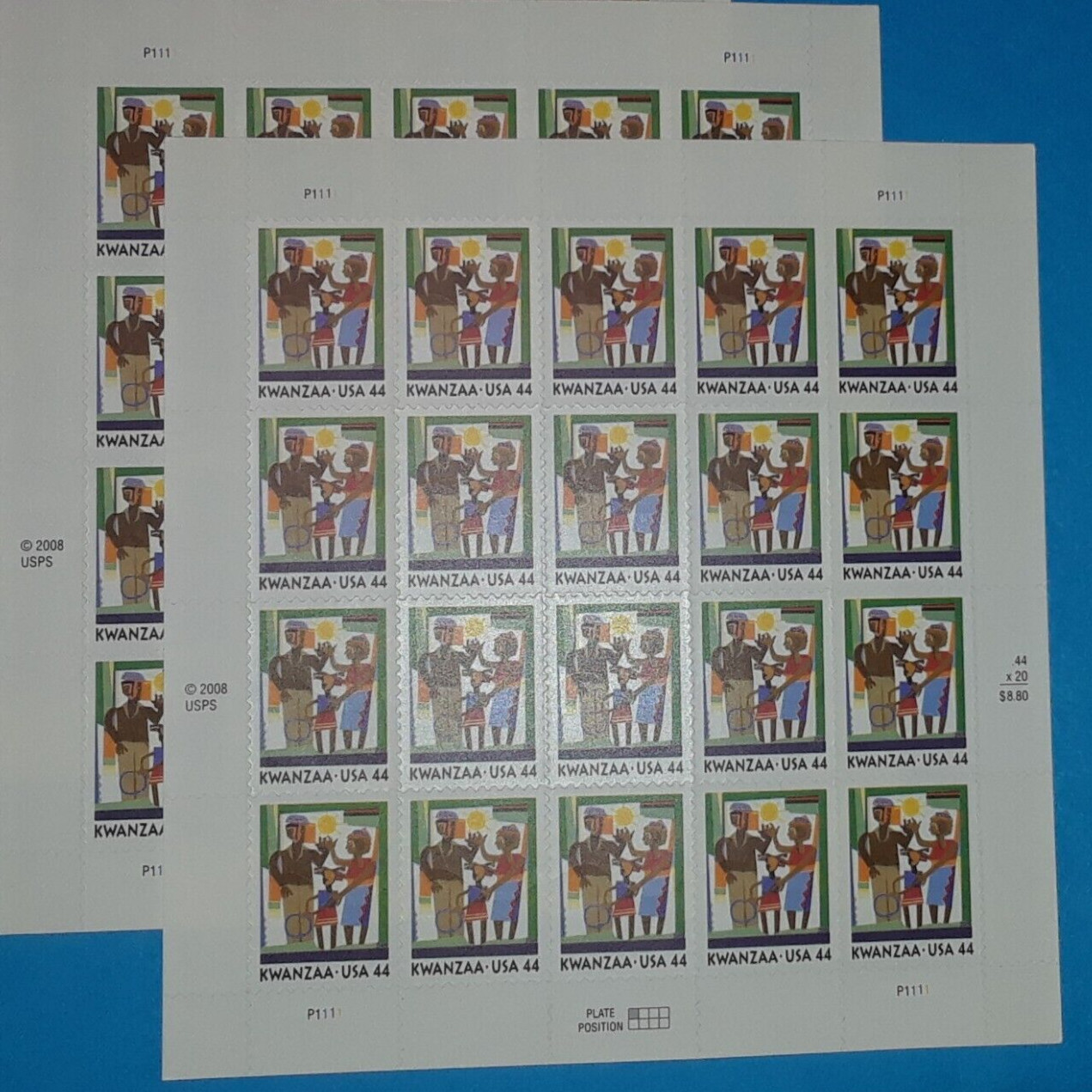 Three Panes x 20 = 60 of KWANZAA 44¢ African-American Holiday US Stamps USA 4434