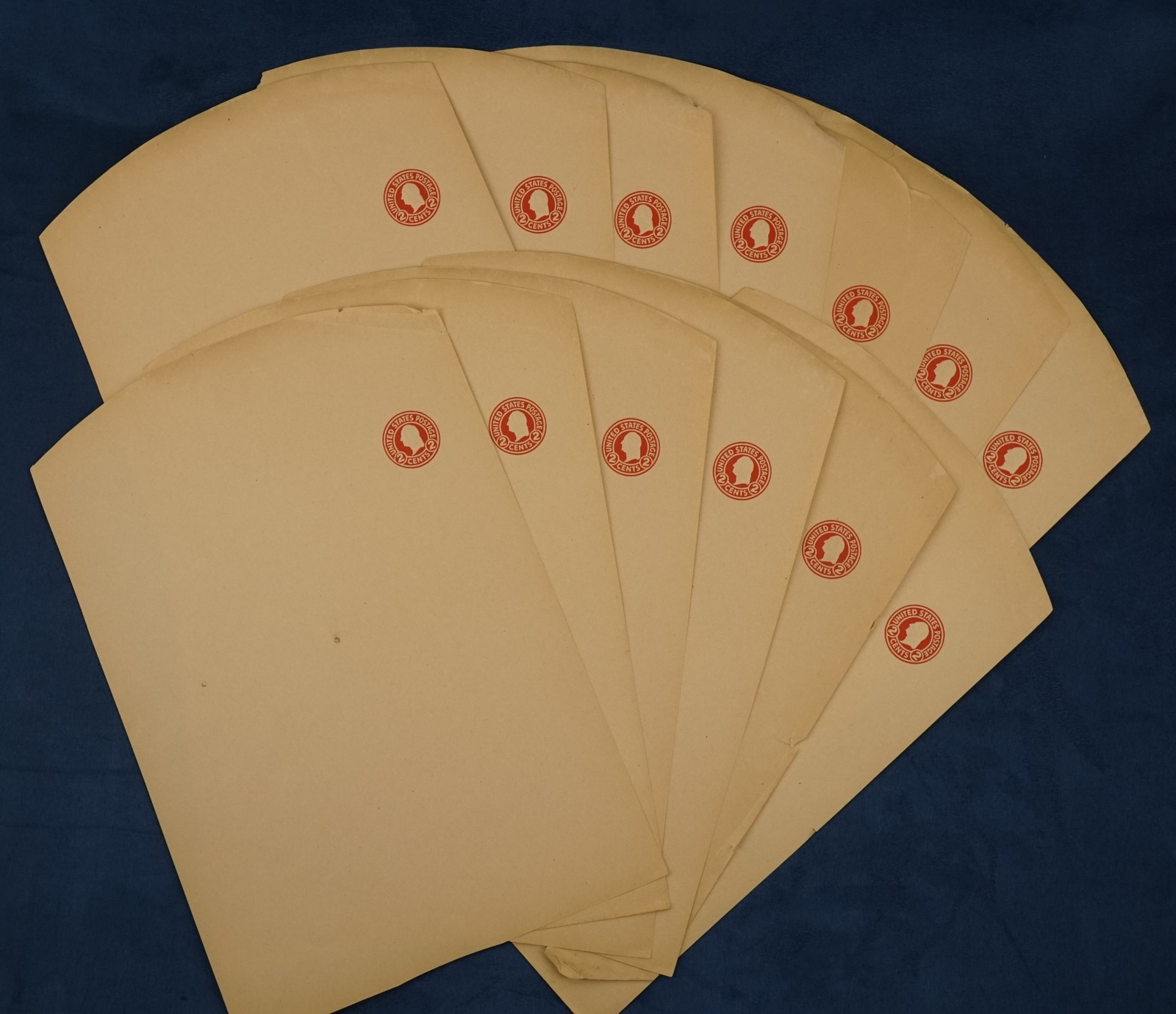 Lot of 16 Unfolded, Unused 2 Cent Postage Stationery Envelopes – Free Ship USA