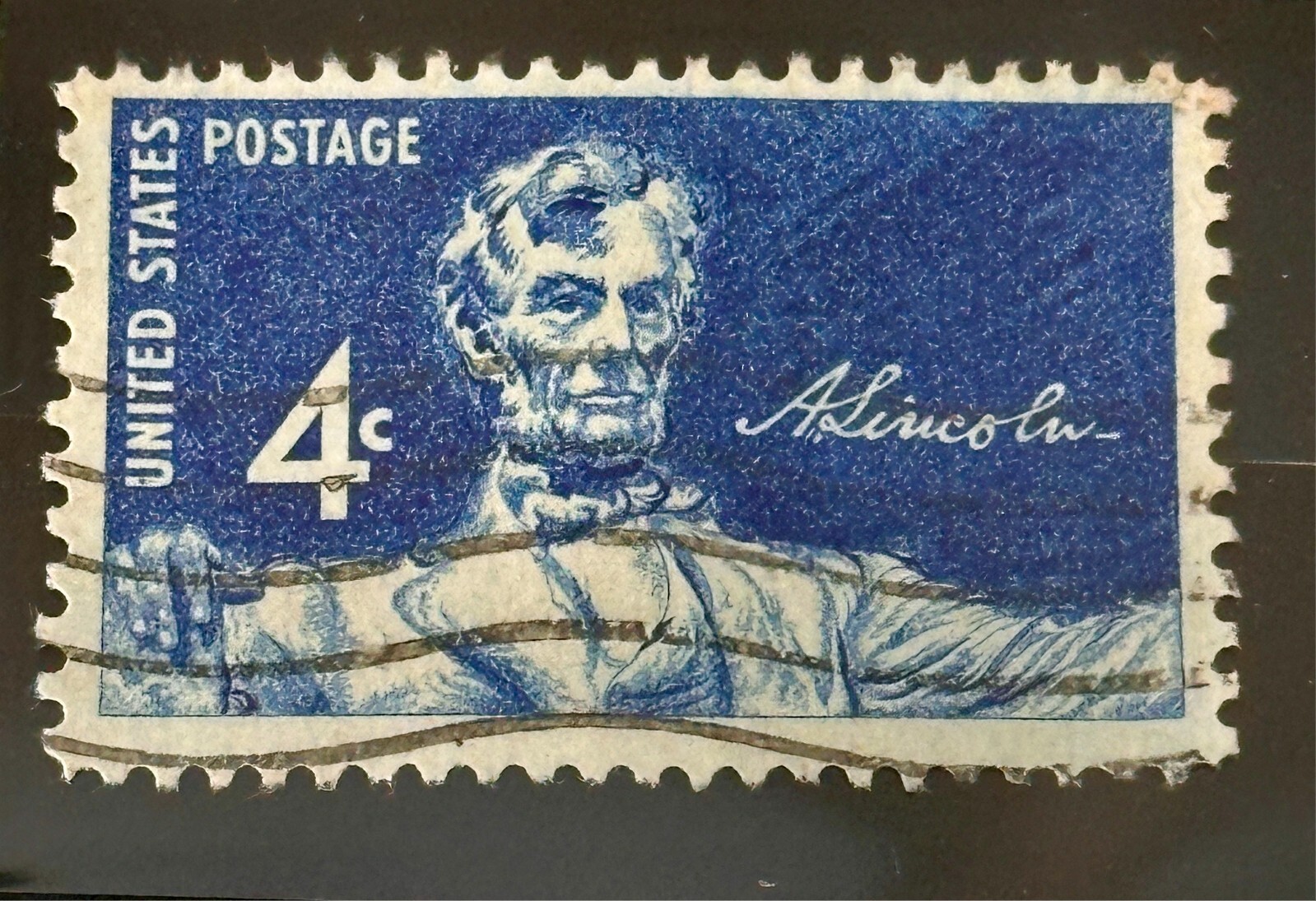 Rare Blue Abraham Lincoln 1958 US Stamp in Good Condition – Used-Free Shipping