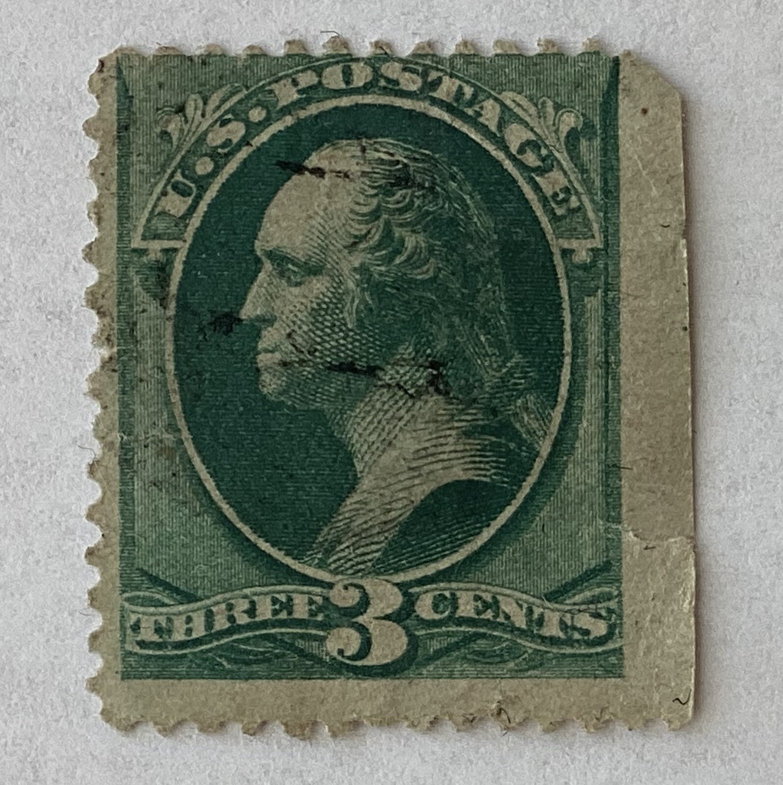 Antique George Washington 3 Cents Stamp, Sc# 158, 1873
