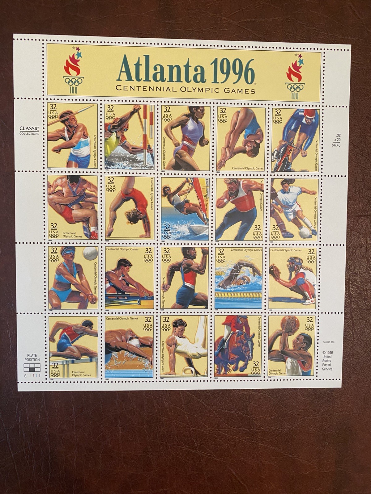 US Postage Stamp Lot of 2 Sheets-Extreme Sports Snowboard, 1996 Atlanta Olympics