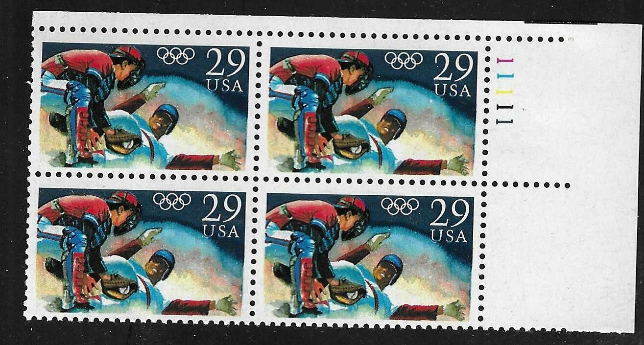 USA SC # 2619 Olympic Baseball – Plate Number BLK4 .MNH