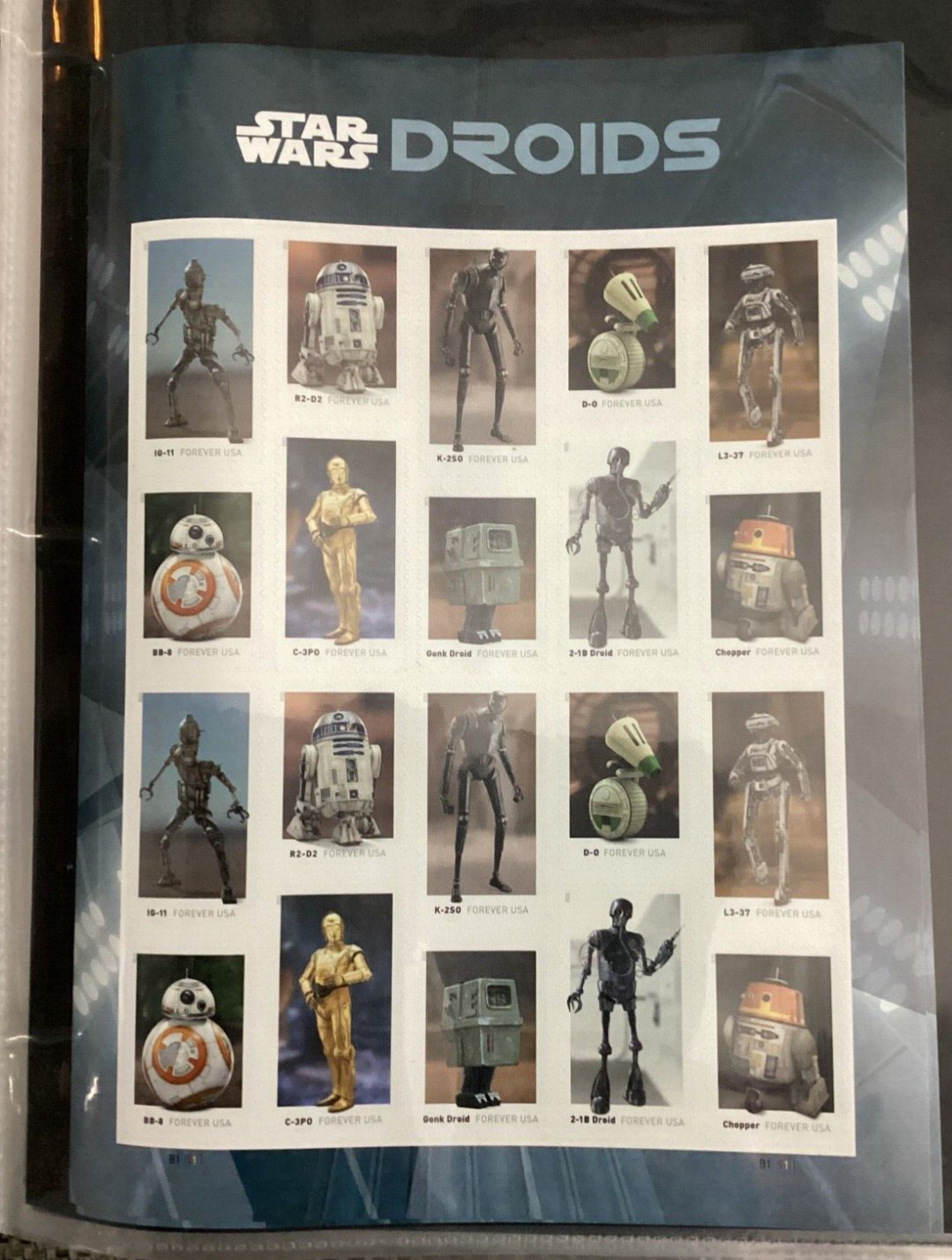 STAR WARS DROIDS 20 count USA Forever stamps-NEVER USED