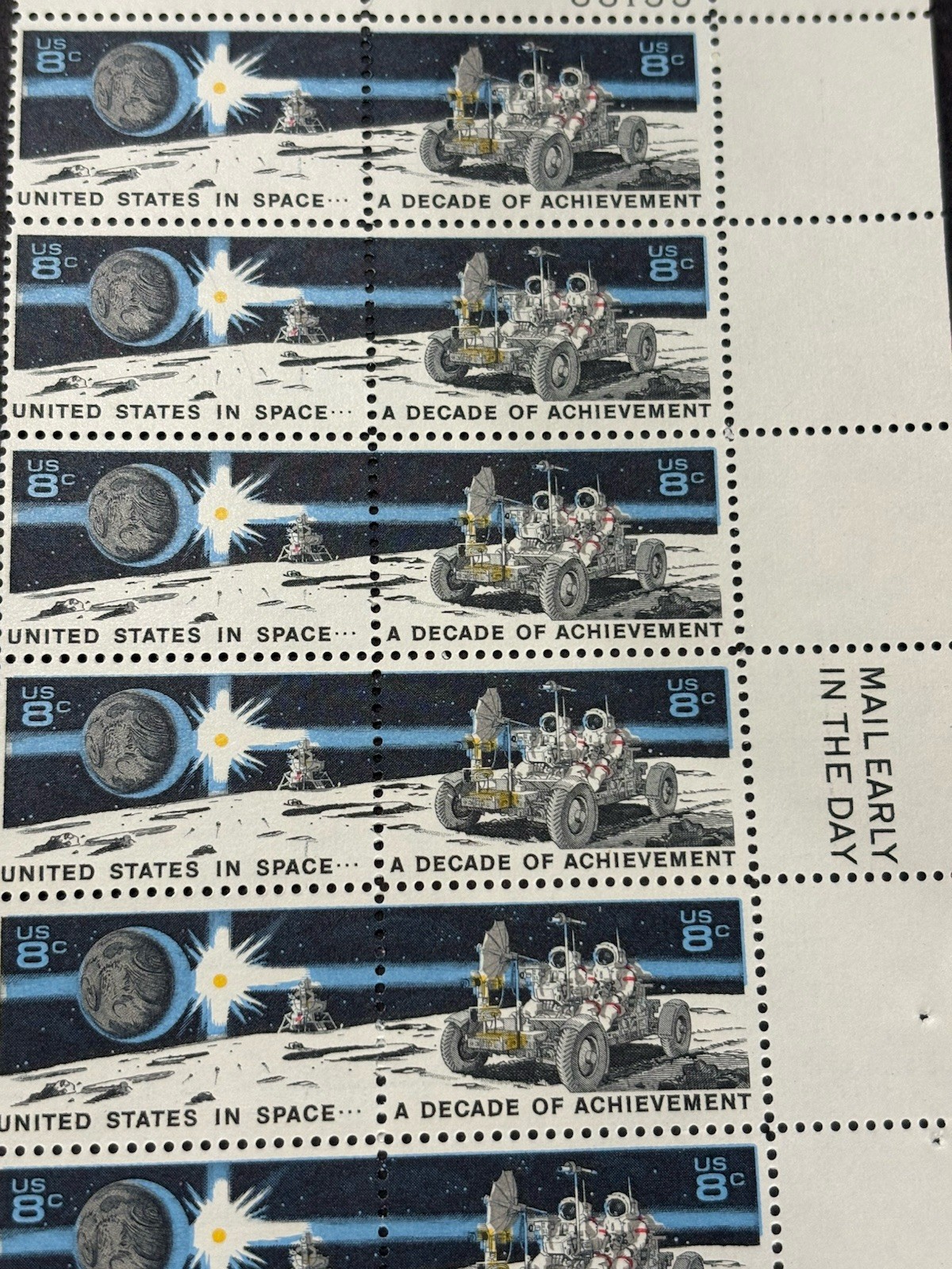 1971 US Scott #1434-35, 8c Decade of Space Achievement Stamps, MNH Block of 20
