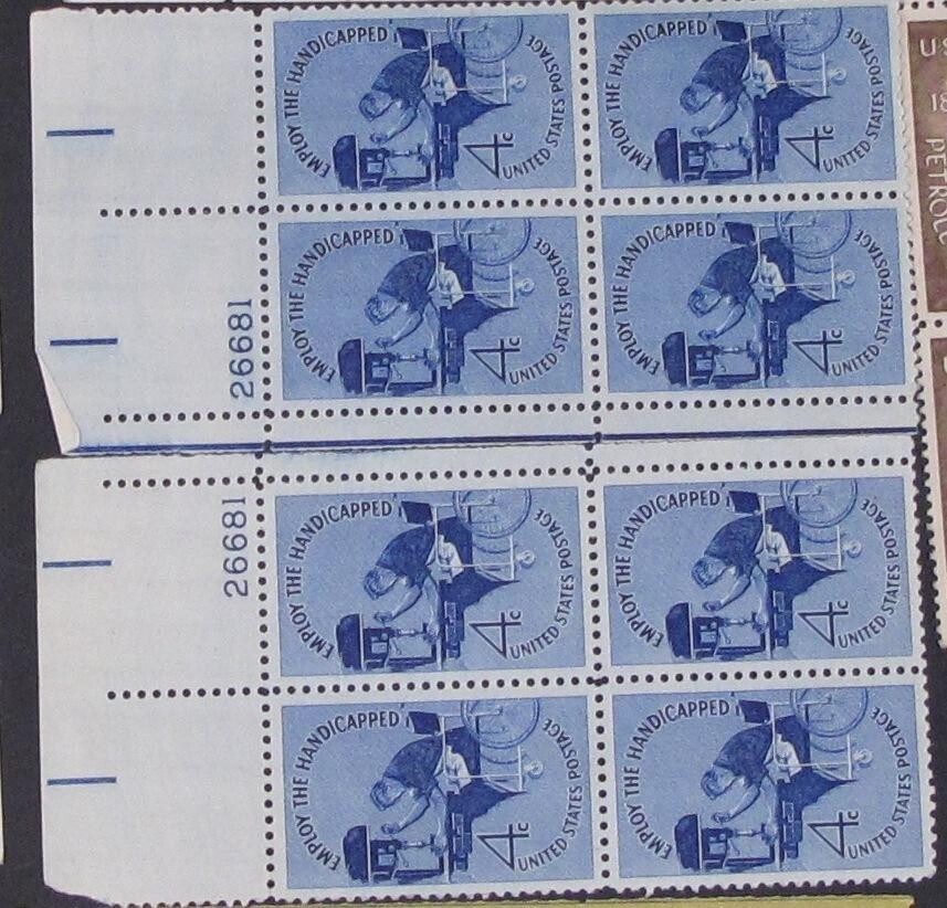 Lot of 10 US 4 and 5 Cent Postage Stamps 1958-1966
