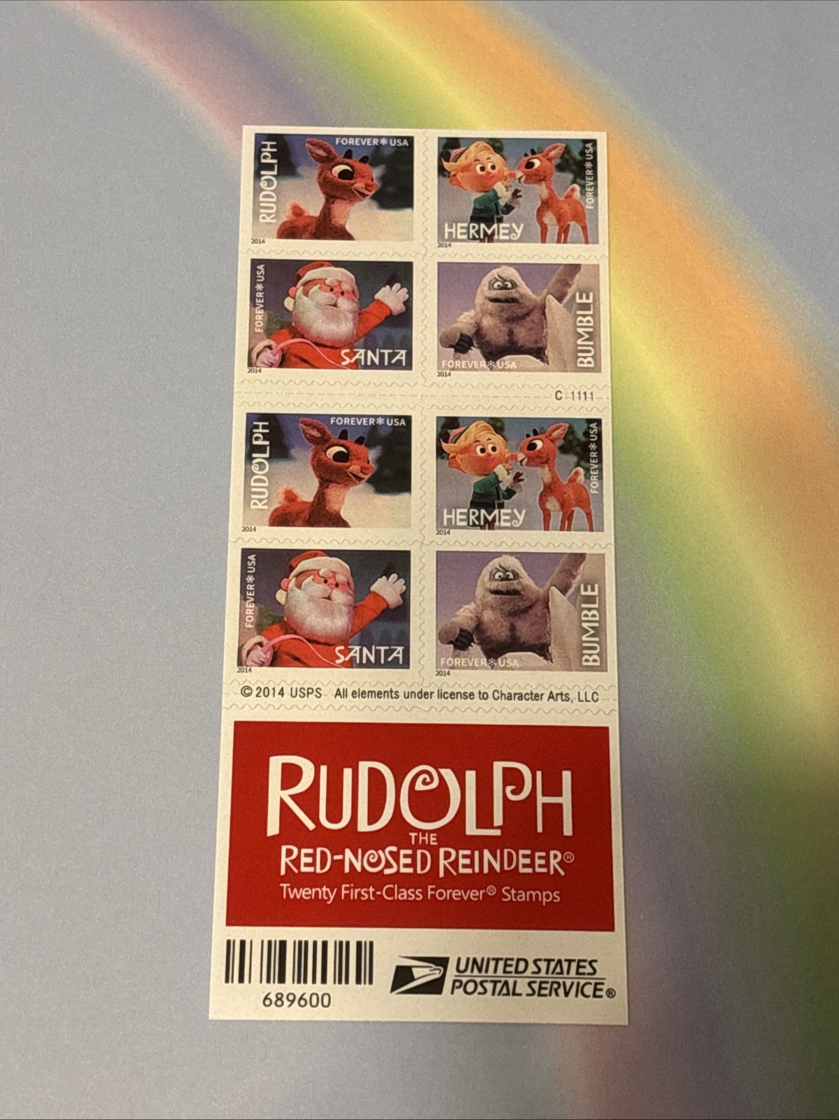 OUT OF PRINT! 2014 RUDOLPH THE RED NOSED REINDEER 20 Christmas Forever Stamps