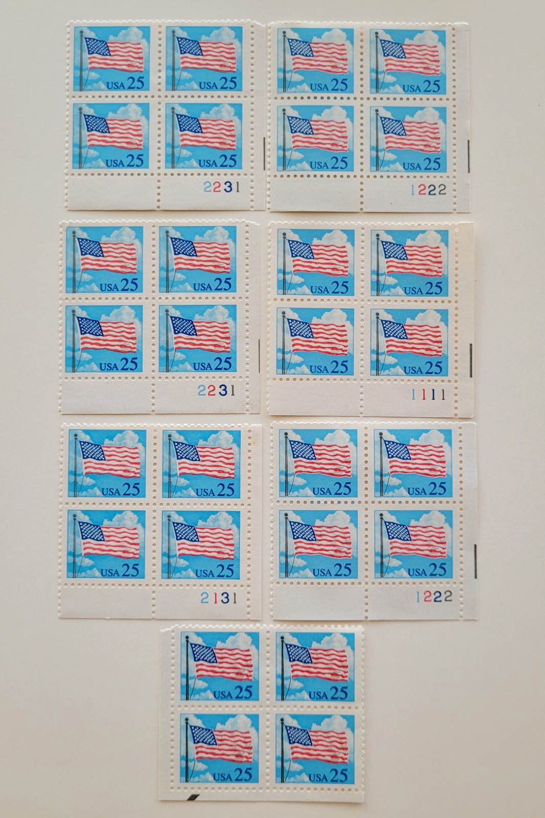 US Scott #2278 MNH OG Flag & Clouds Postage Stamps 25c Lot of 4 x 7