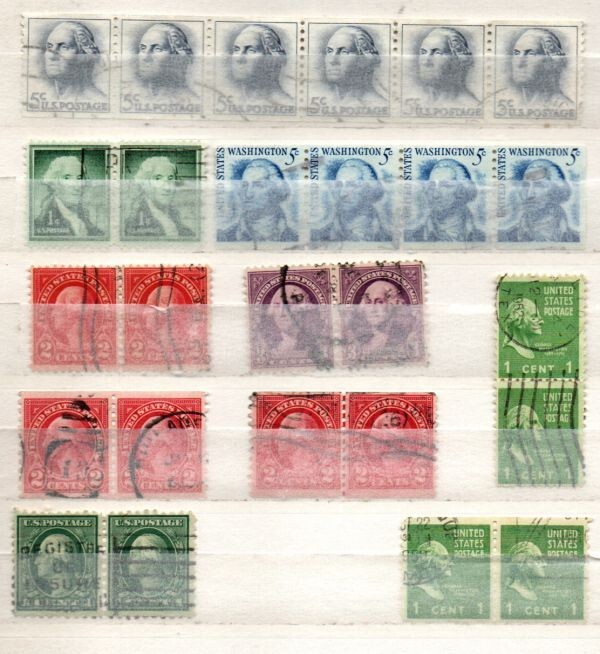 G Washington: 26 Se tenant Cancelled US Postage sTamps (11-189)