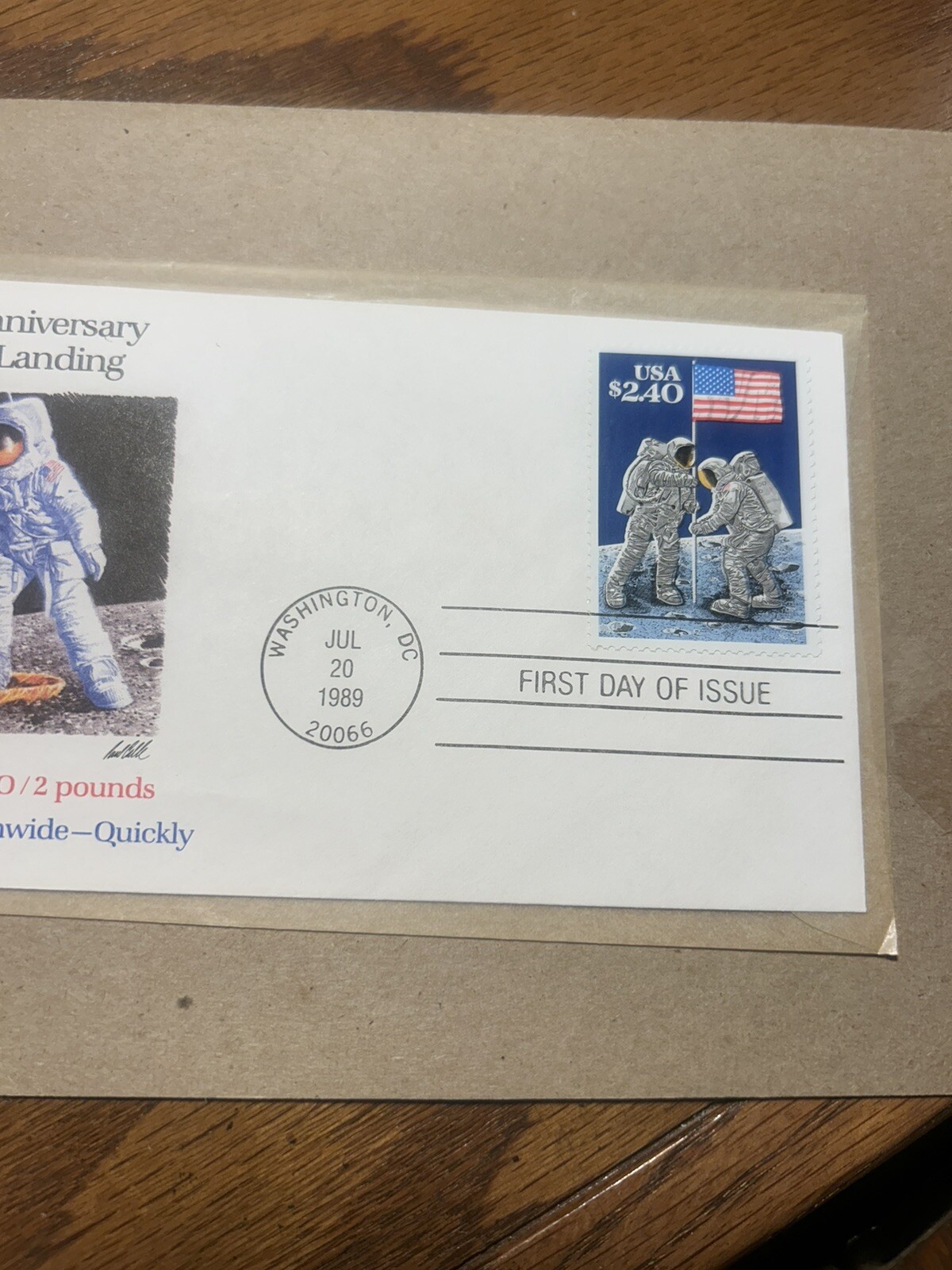 USPS First Day of Issue Stamp 1989 20th Anniversary Moon Landing Washington DC
