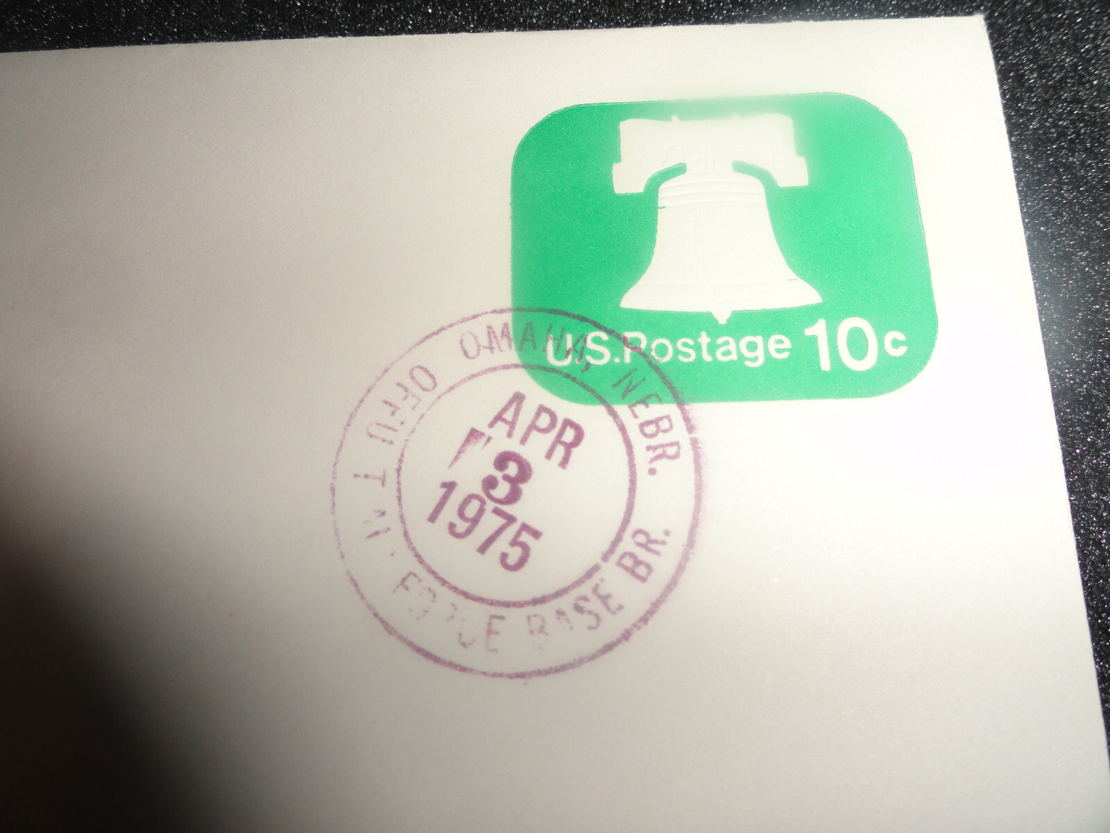 5 – U.S. Postage 10 Cent Offutt AFB Envelopes – Liberty Bell Green E34