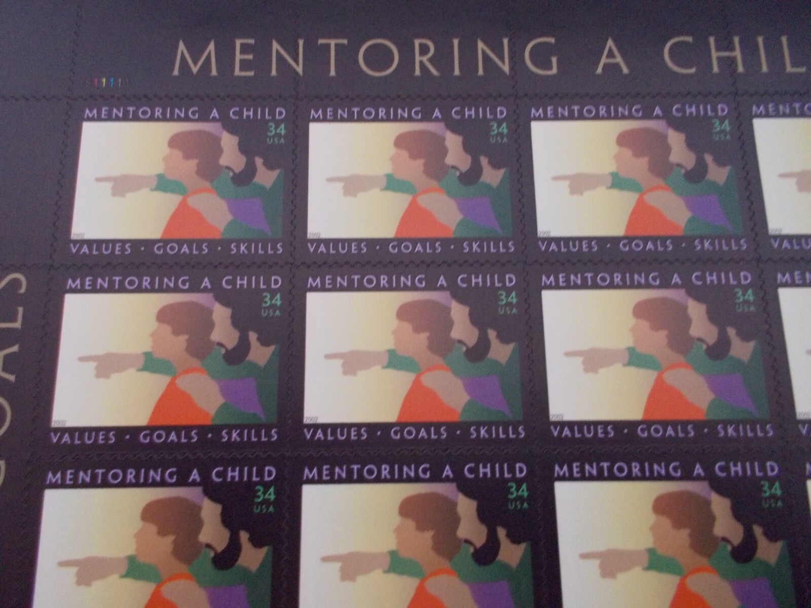 #3556 MENTORING A CHILD 20 34 CENT STAMPS 2001/2002 Free Shipping