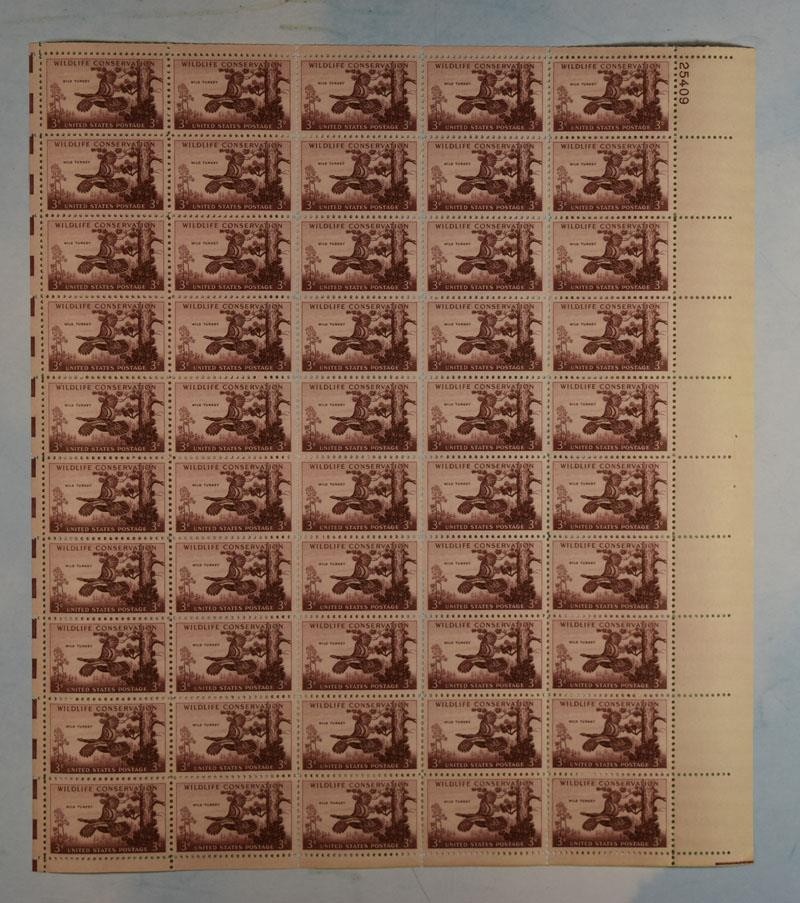 US SCOTT 1077 PANE OF 50 WILDLIFE CONSERVATION STAMPS 3 CENT FACE MNH