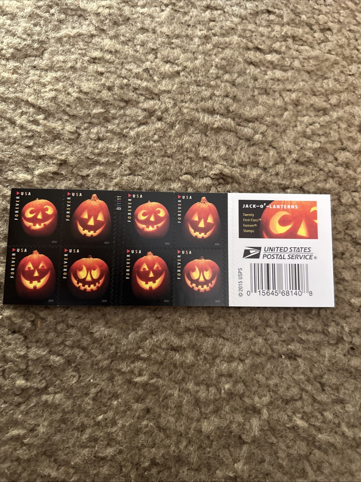 20 USPS Forever Stamps Halloween Pumpkins Jack O Latterns FV $14.60 MNH