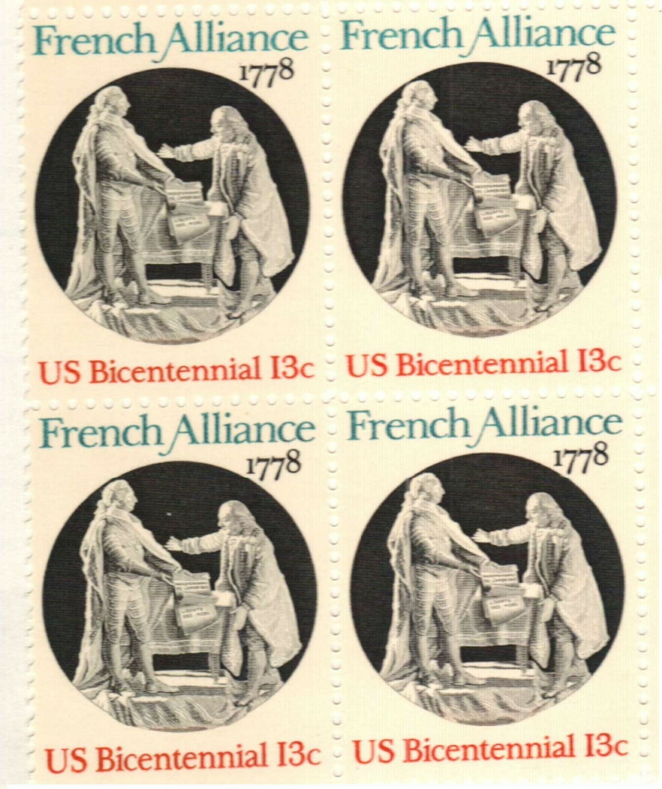 FRENCH 1778 ALLIANCE–Block of 4 Collectible Unused 1978 Stamps–FREE SHIPPING