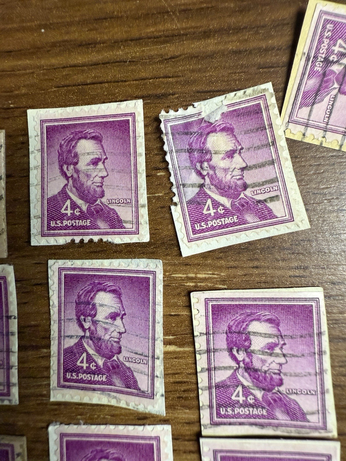 Postage Stamps Abraham Lincoln Purple Toned Used Us Postage Stamps 4cent 21count