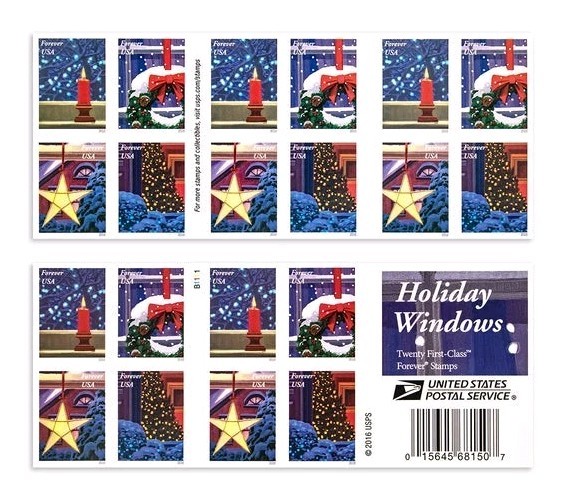 40 FOREVER STAMPS USPS 2 Booklets CHRISTMAS Holiday Windows