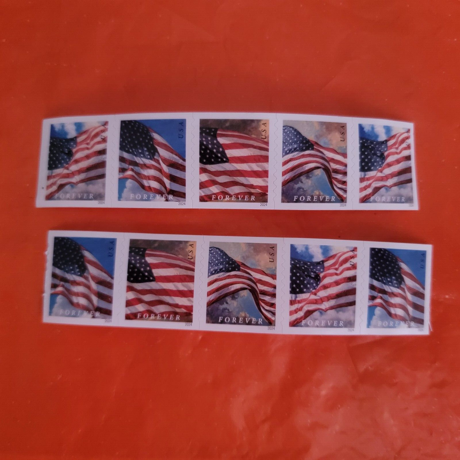 2024 US Flags Forever First Class Postage Stamps – 10 Stamps