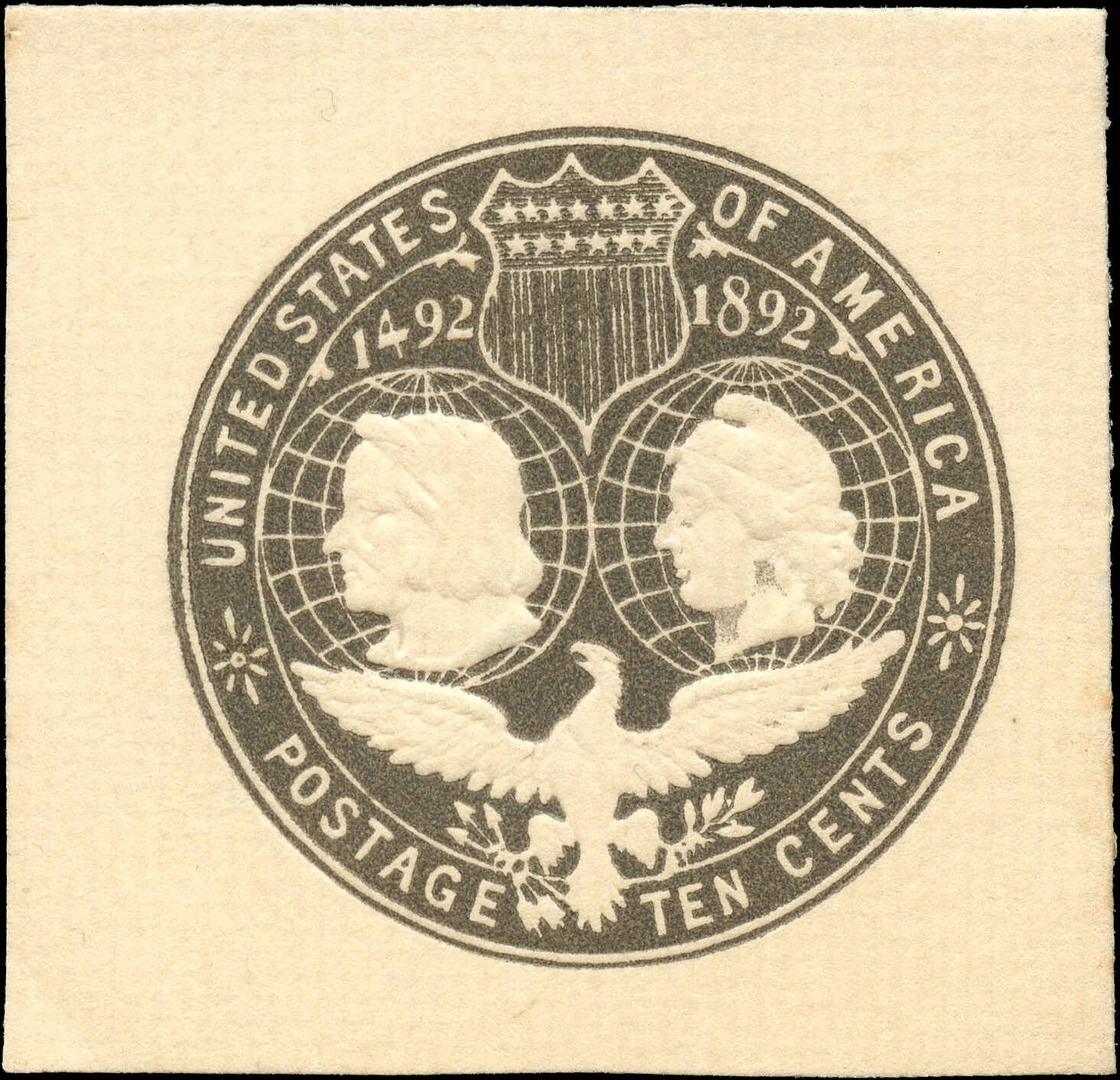 USA Mint H F-VF 10c Scott #U351 1893 Cut Square from Stamped Envelope