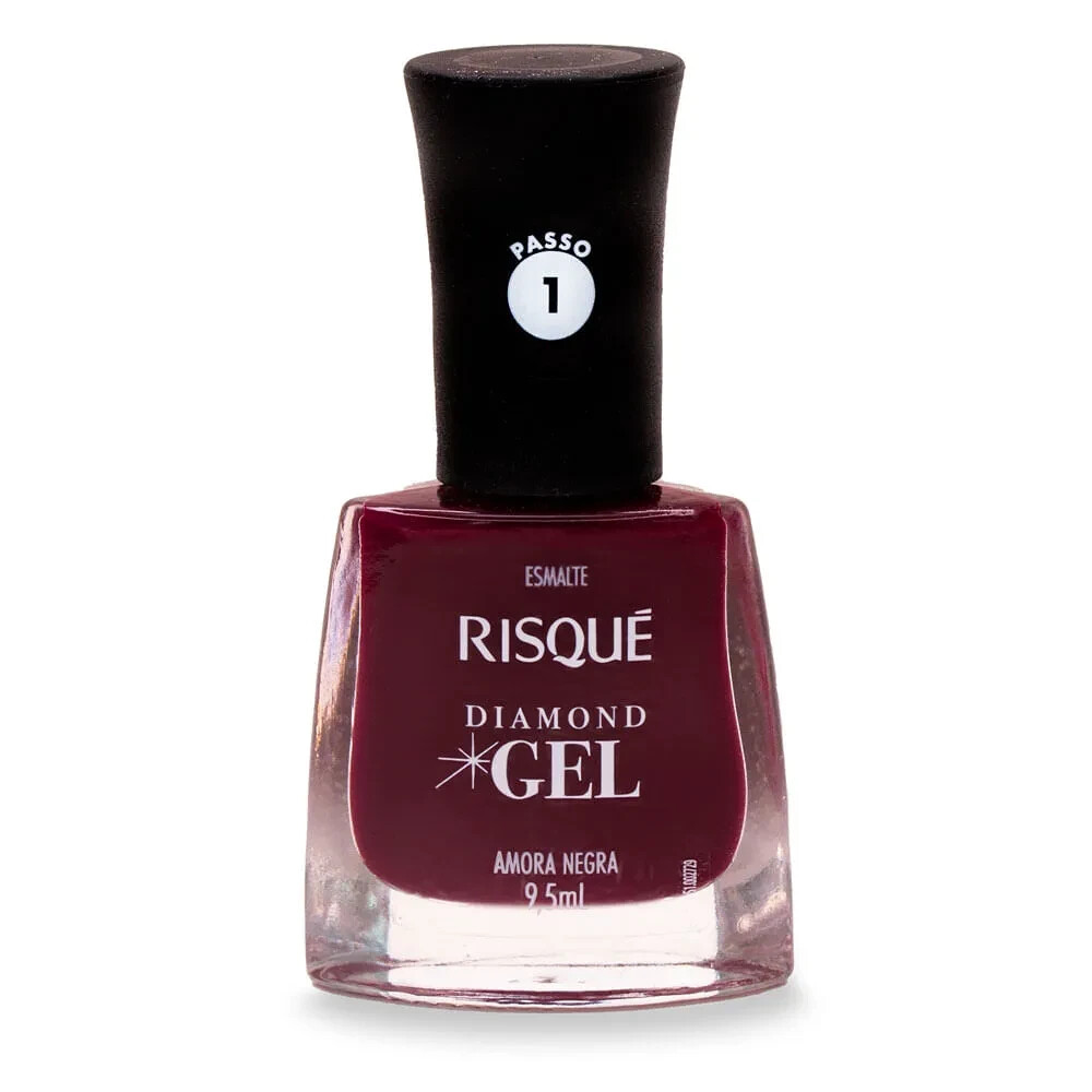 Risqué – Esmalte para Uñas Color Amora Negra Diamond Gel x 9,5 ml (x4 unidades)
