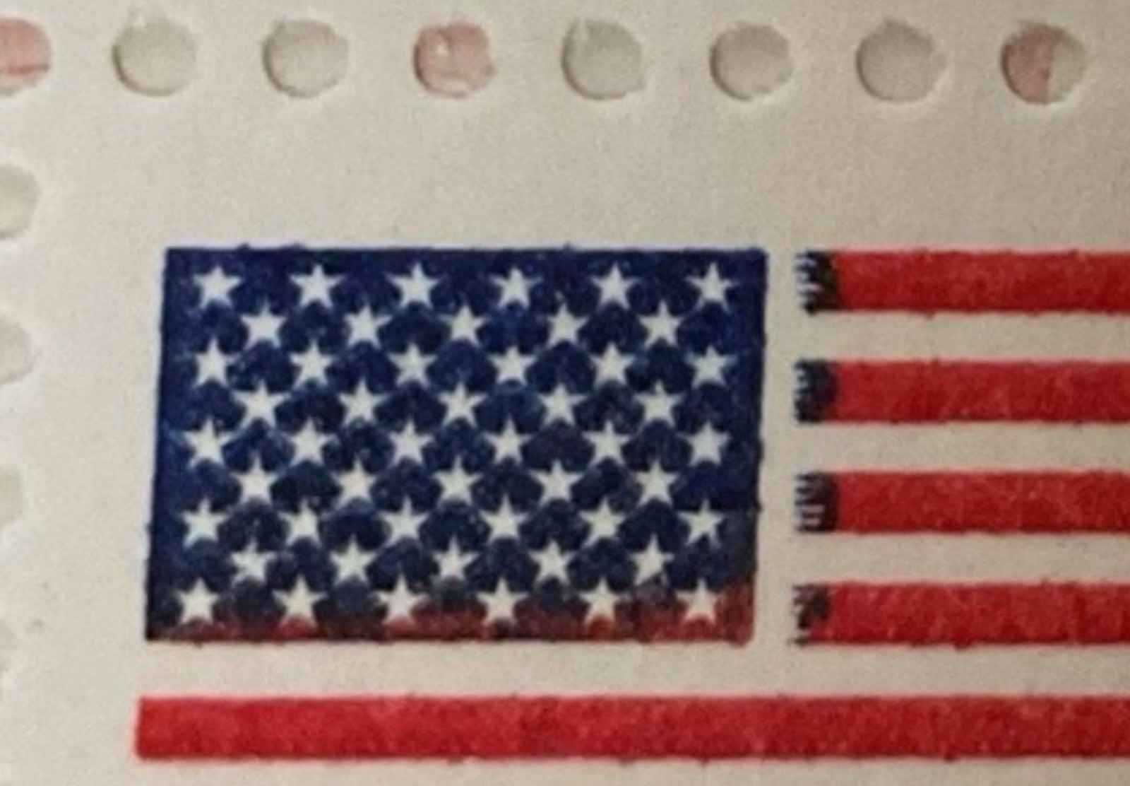 2- Rare Vintage 1981 American Flag MISTAKE STAMPS .19 Cents Two Strips 40 Stamps
