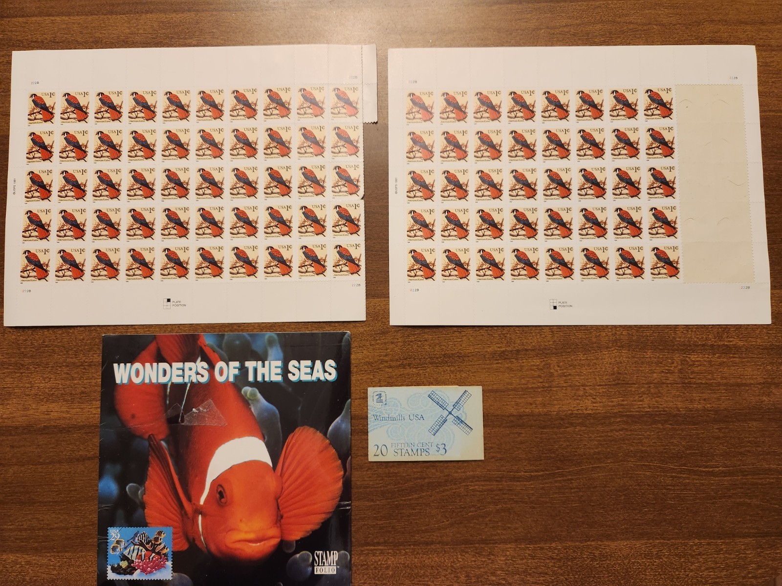 USPS Postage Stamp Mixed Lot American Kestrel Windmills Wonders Of Sea Unused
