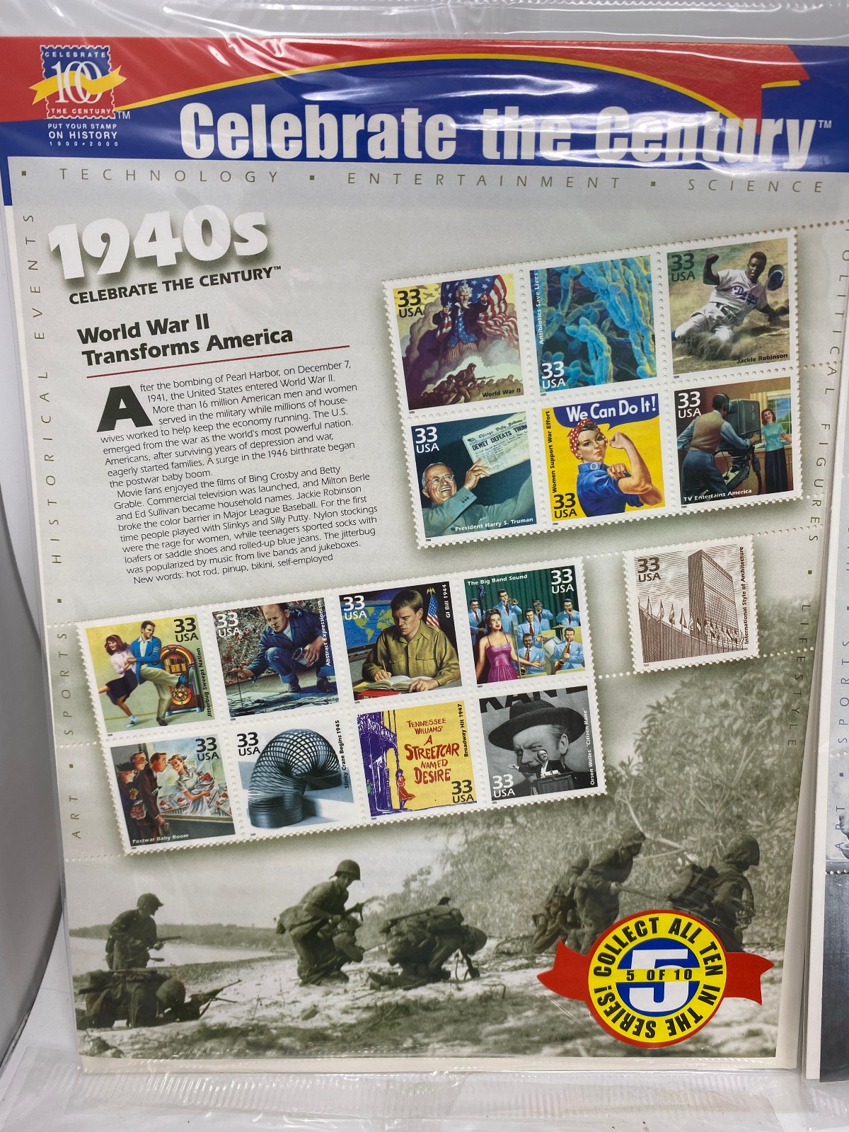 Sealed CELEBRATE THE CENTURY 1940-1990. Lot of 6 Sheets Set US Stamps NEW