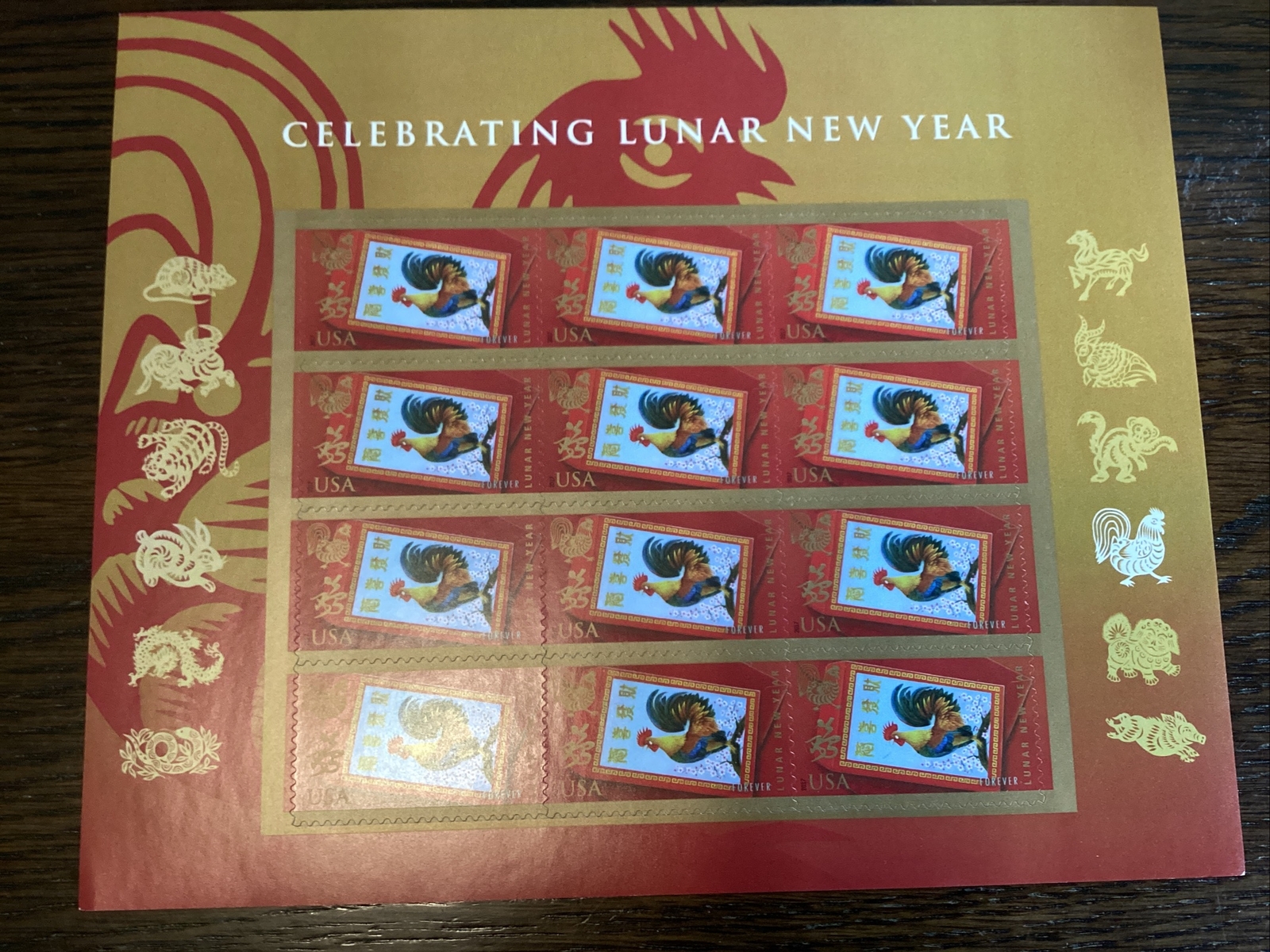 SCOTT # 5154-CELEBRATING LUNAR NEW YEAR-OF THE ROOSTER-PANE OF (12) MNH 2017