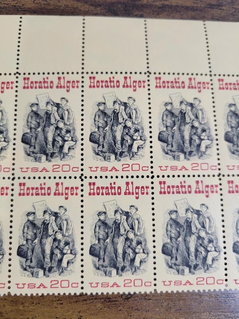 USPS Horatio Alger American Novelist 20 Cent Stamps