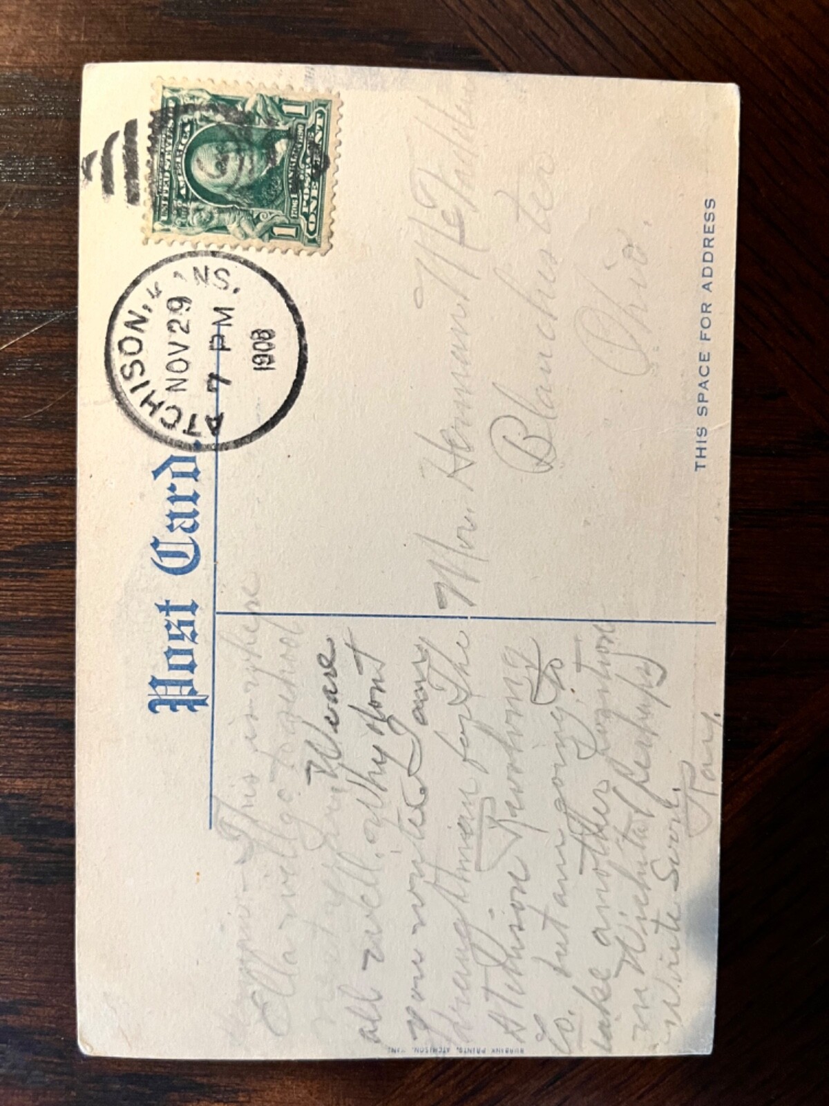 1908 Benjamin Franklin Rare Vintage Stamp on Vintage Postcard