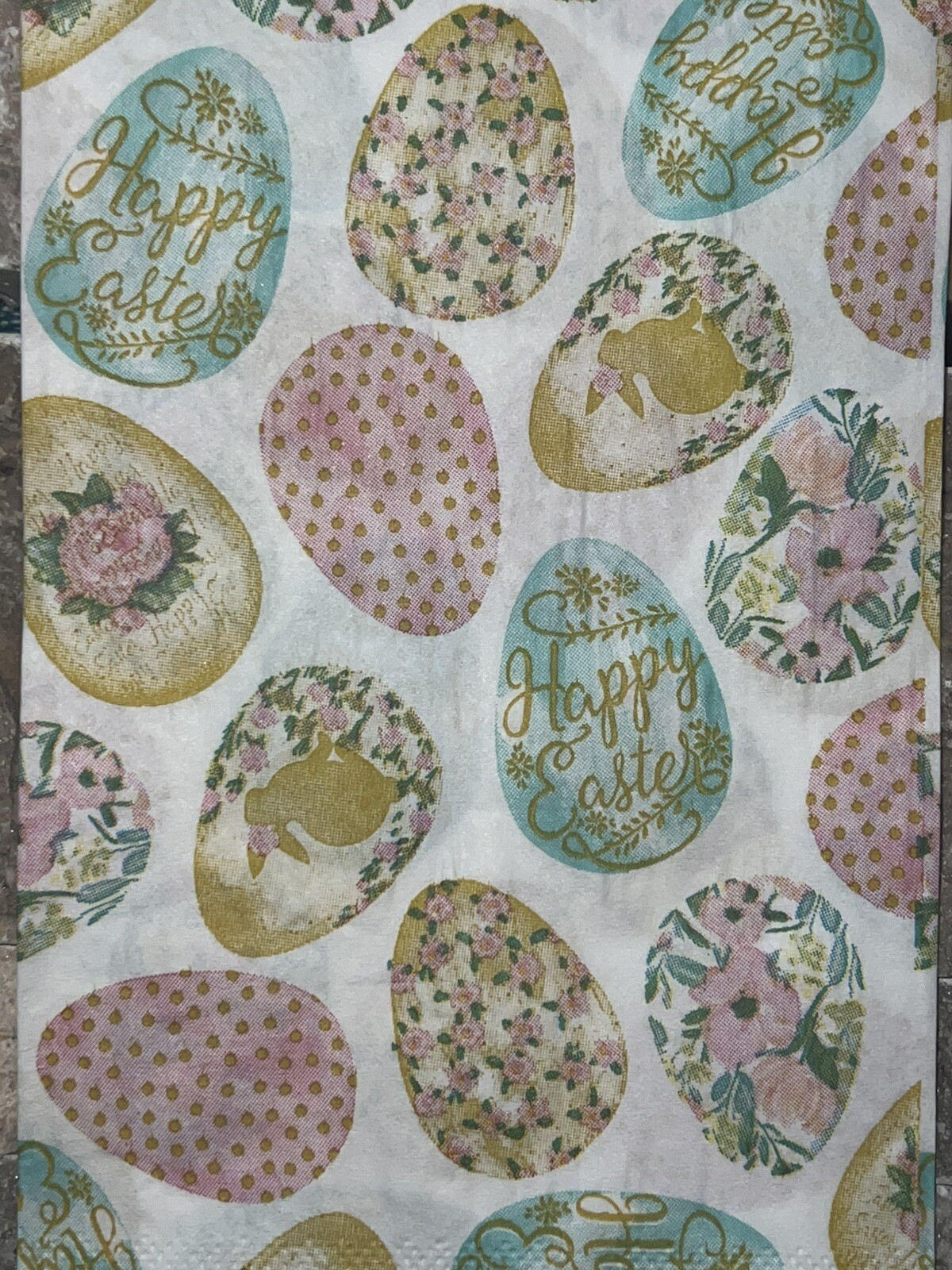 TWO Paper Dinner Decoupage Art Craft Napkins – EASTER Colorful Eggs Bunny Flower