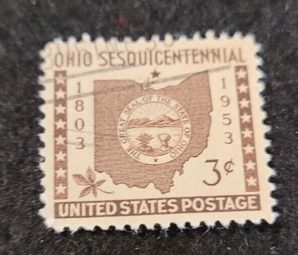 # 1018 – 1953 3¢ Ohio Statehood USA Used 1 Stamp +2 FREE