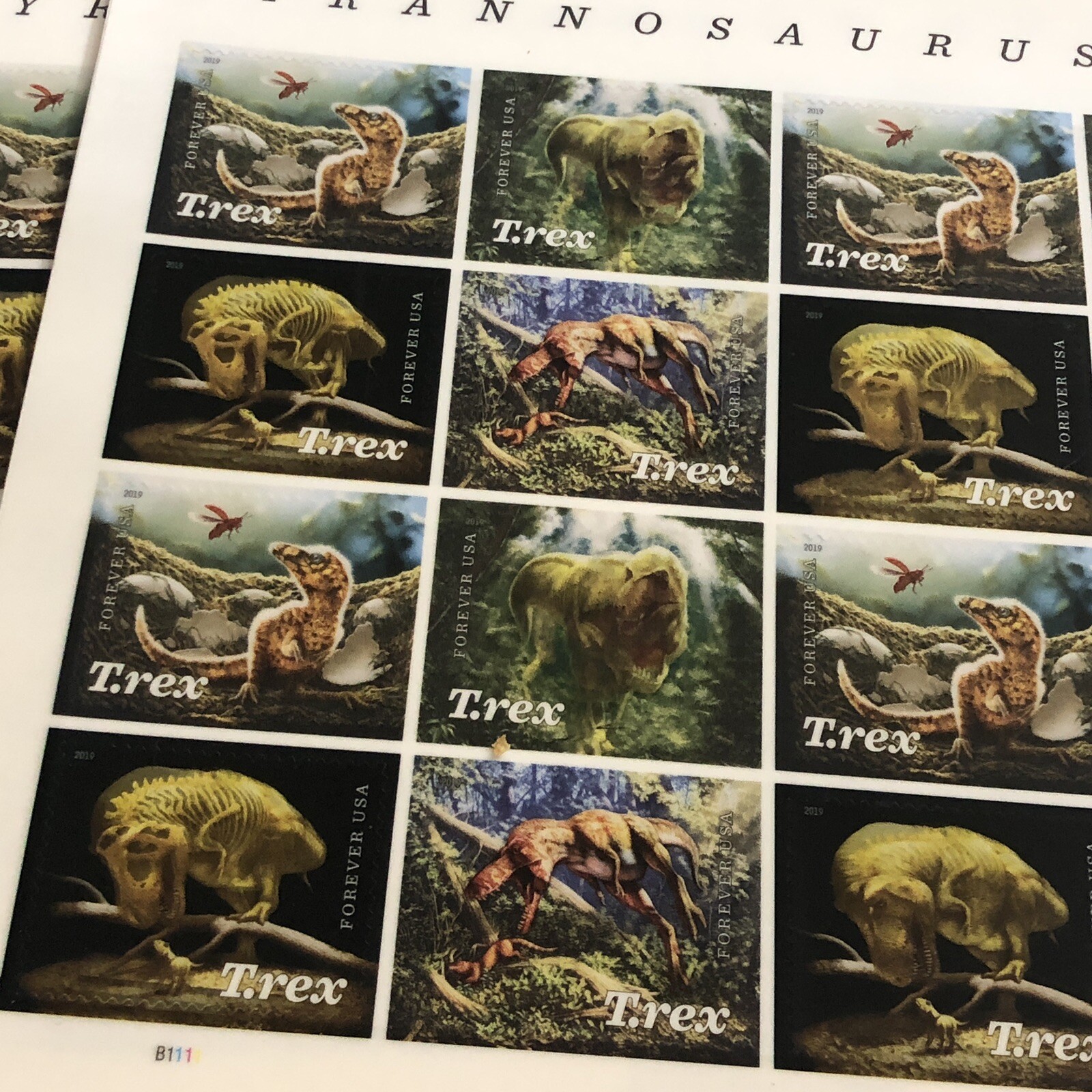 USPS New Tyrannosaurus Rex Pane Sheet 16 Forever Stamps T-Rex Trex Dinosaur 🦖