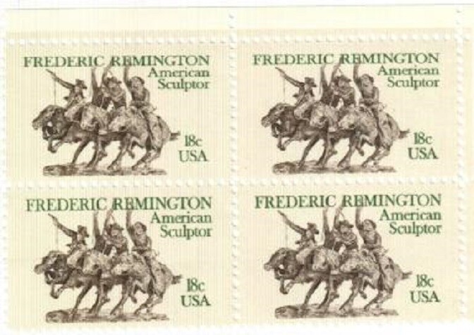 FREDERIC REMINGTON–Block of 4 Collectible Unused 1981 Stamps-FREE SHIP