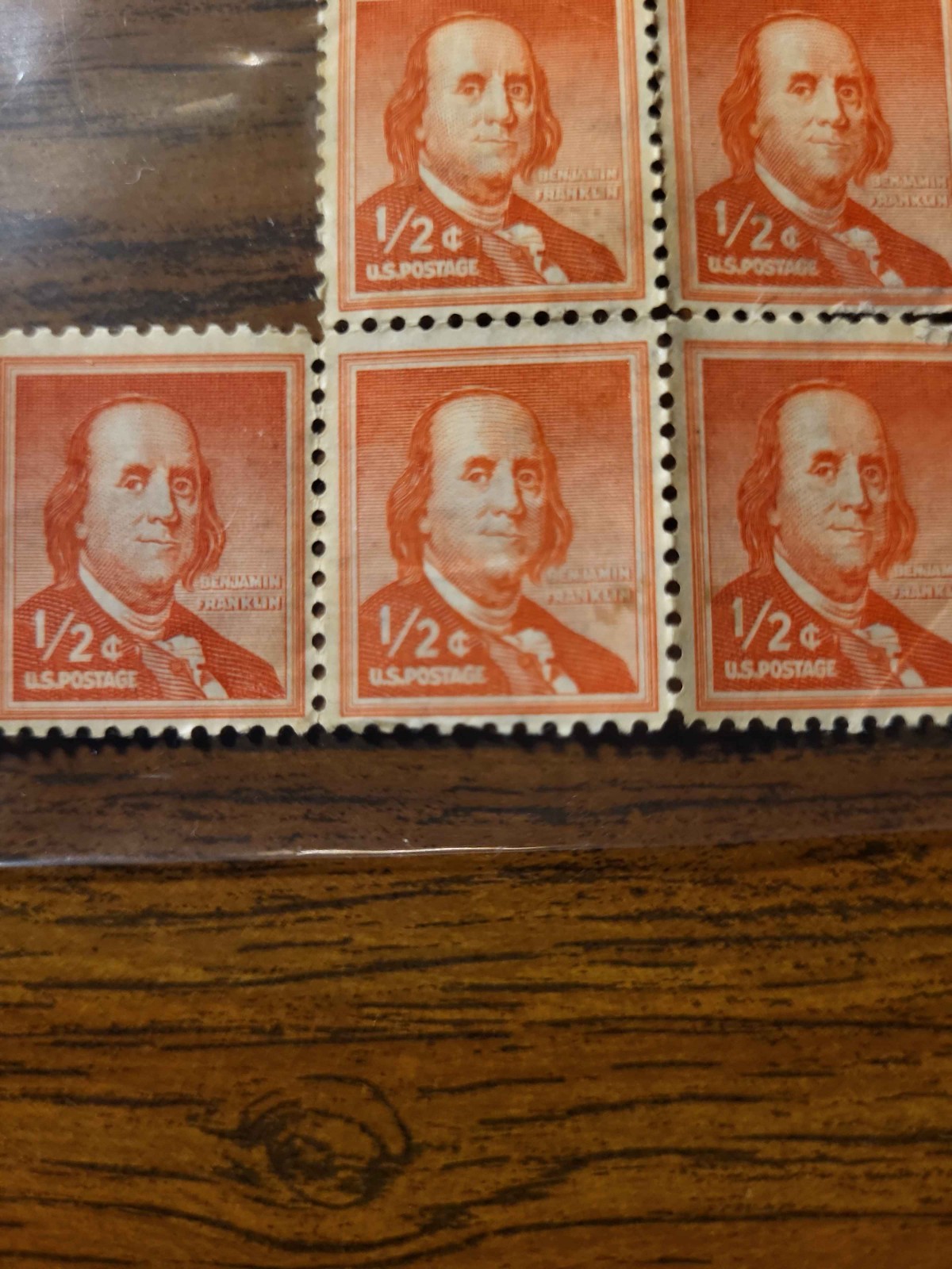 6 Benjamin franklin Unused ½ Cent Stamps