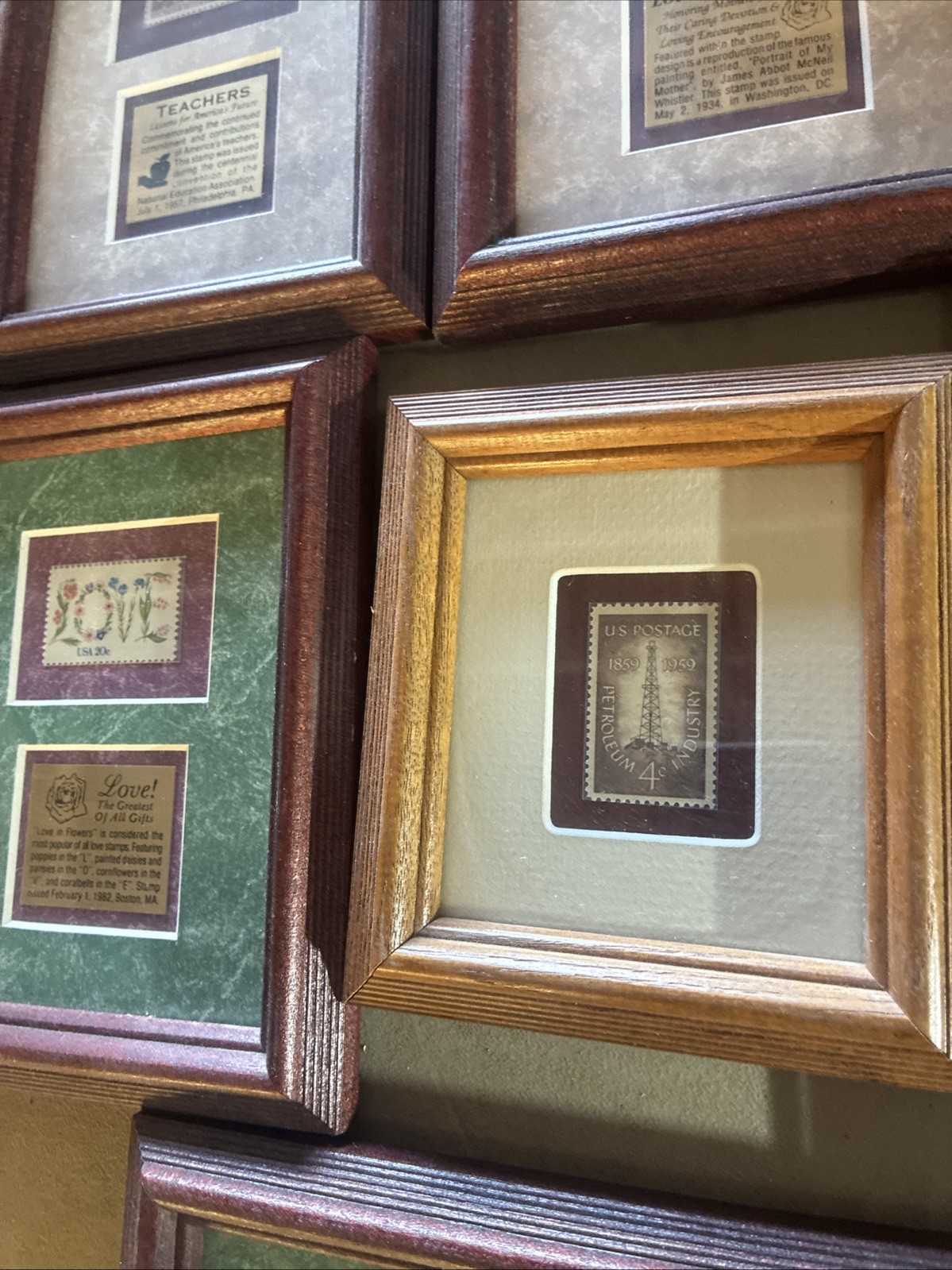 12 Framed Collectible Stamp Frames-Selling All Together-Good Subject Matter-nice