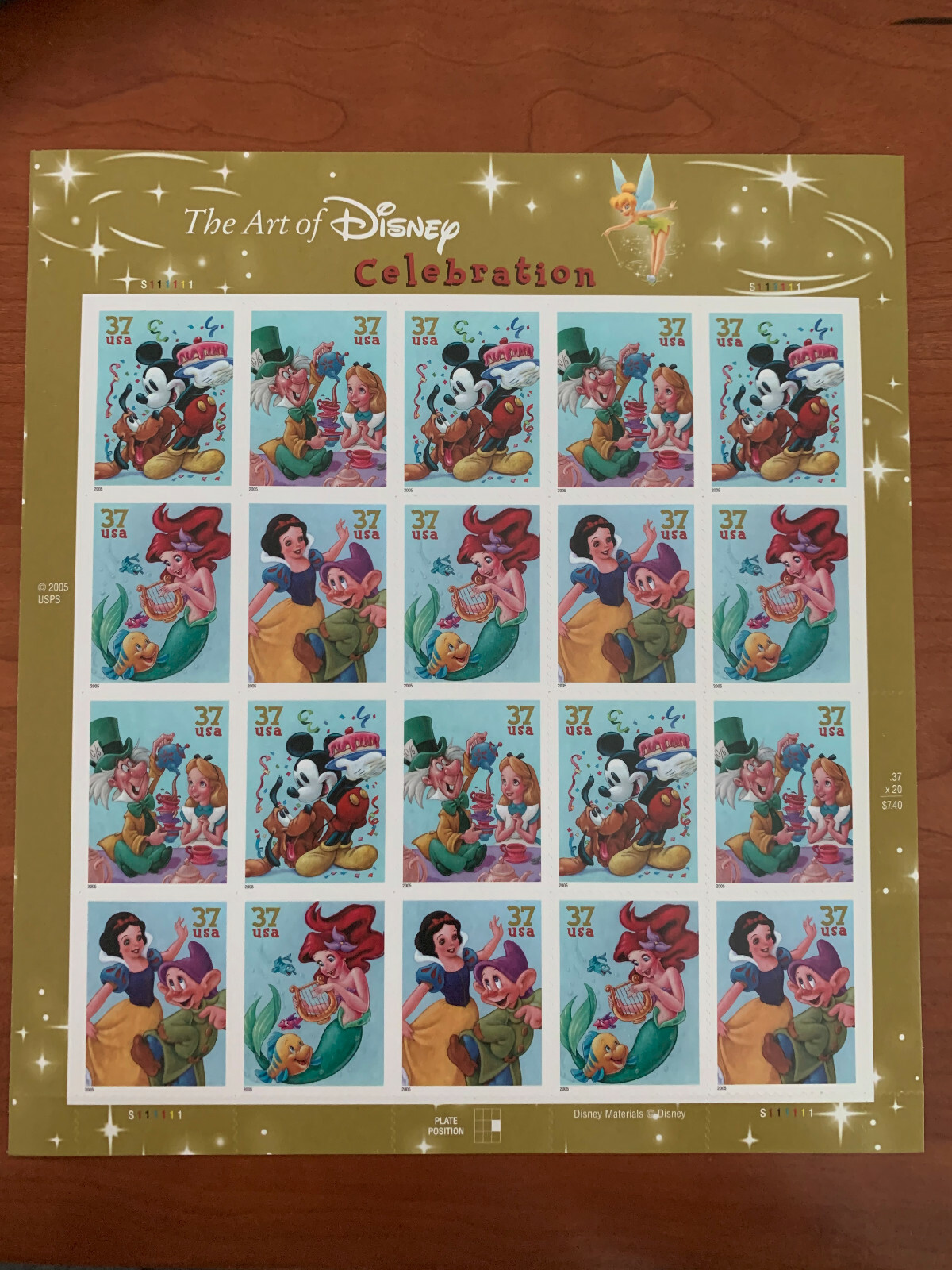 2005 US 37c POSTAGE STAMPS #3912-3915 ART OF DISNEY CELEBRATION MNH SHEET OF 20