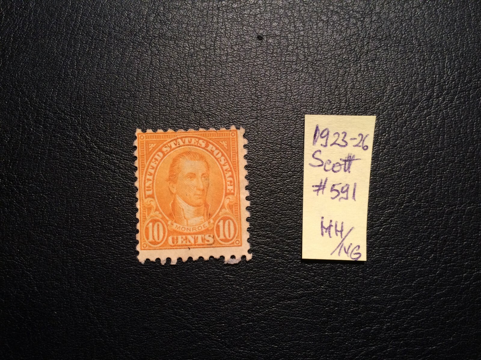 US stamps 1925 Monroe 10c Orange stamp Perf.10 Scott # 591 Mint NG