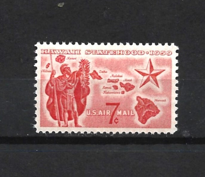 US Stamp-Scott-C55-7c-Mint/NH-OG-1955-Alii Warrior