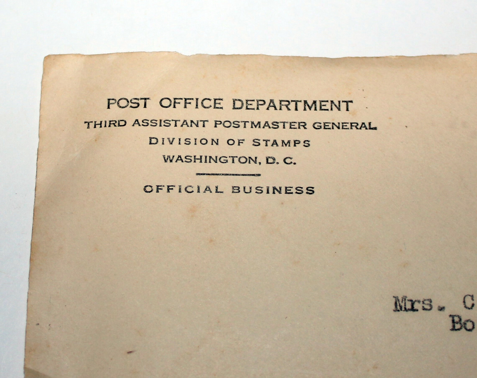 United States Postage 2 cent Stamped Envelope Post Office Department 1937