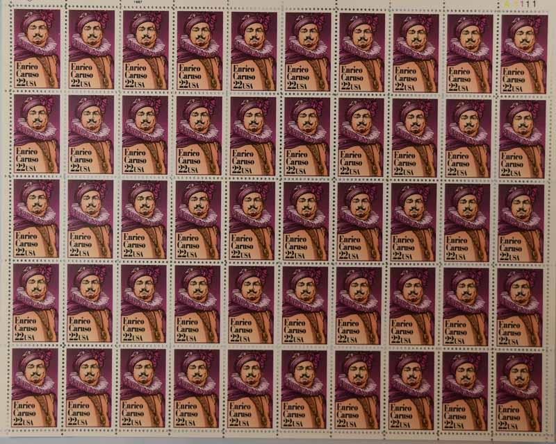 US SCOTT 2250 PANE OF 50 ENRICO CARUSO STAMPS 22 CENT FACE MNH