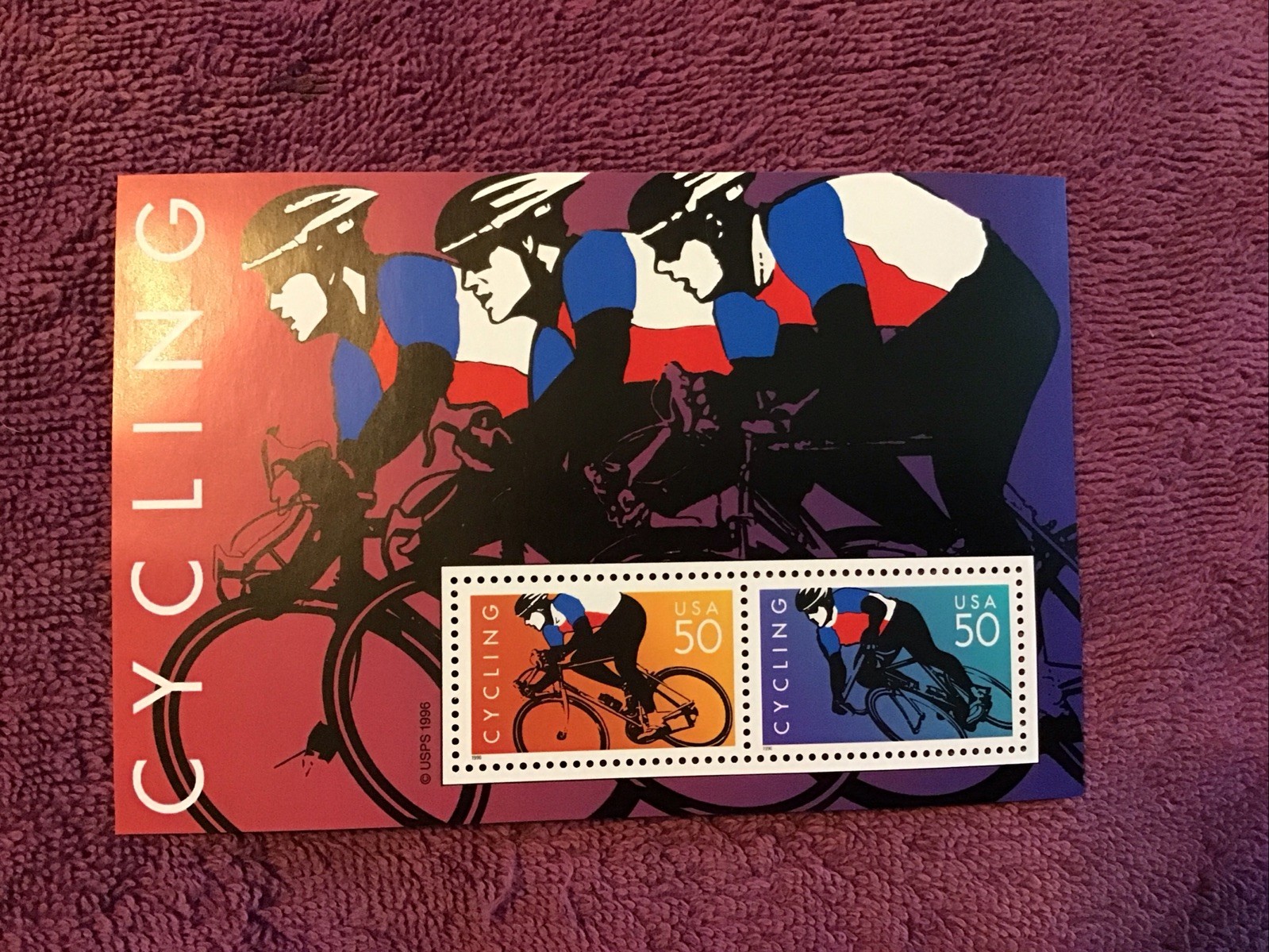US SCOTT #3119 CYCLING SOUVENIR SHEETS 50 CENT X2 FACE MNH