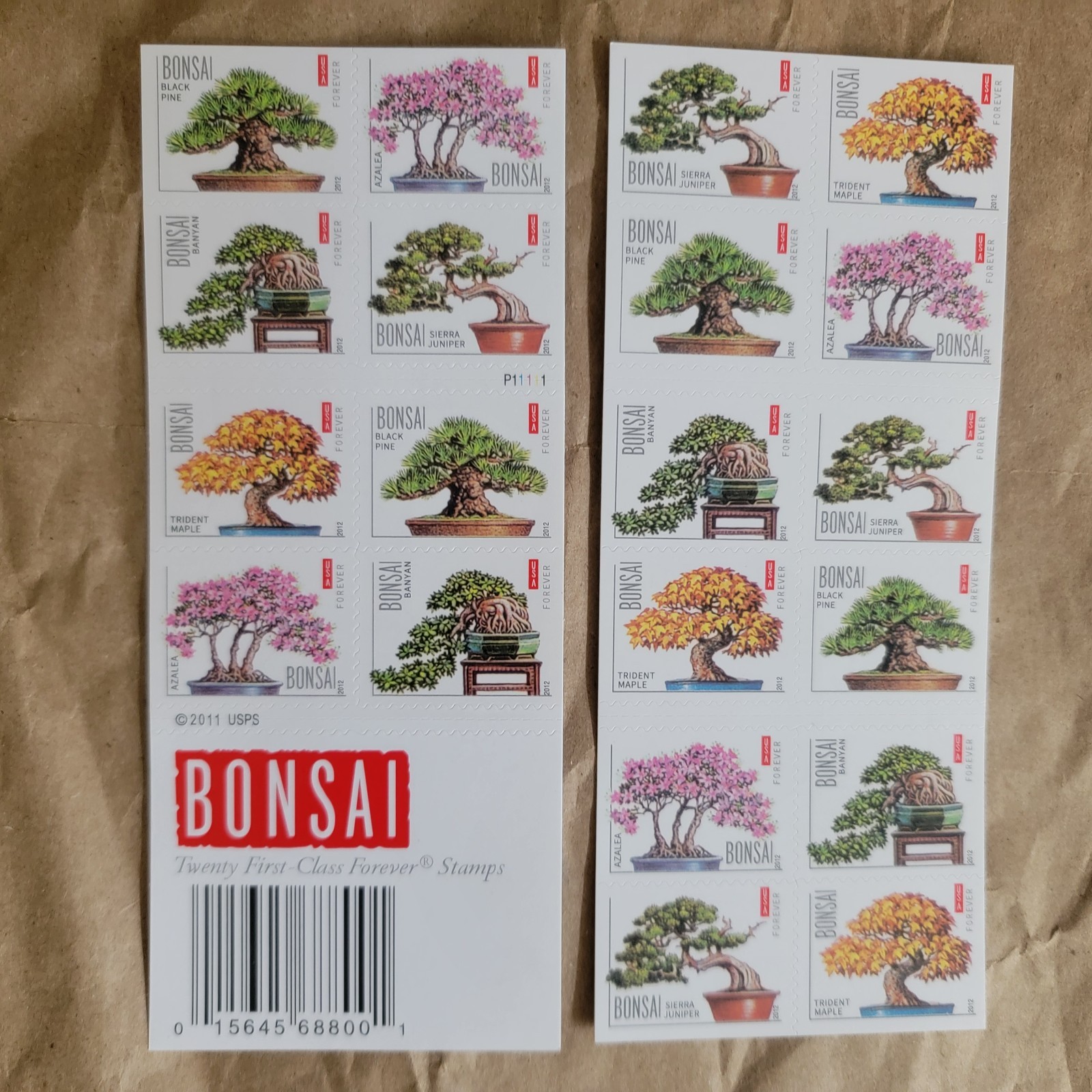 Scott 4618-22 Bonsai Tree Booklet Pane of 20 x Forever Stamps