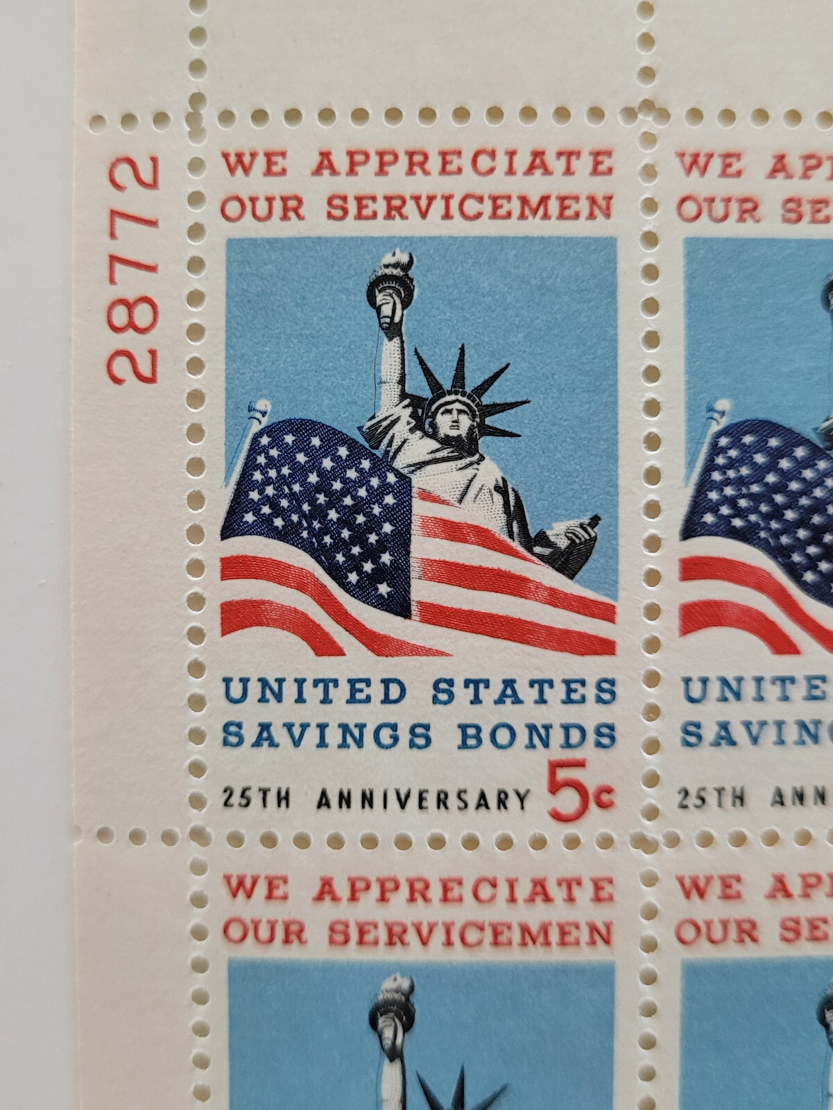 1966 US Savings Bonds 25th Anniversary 5c Block of 4 Stamps Scott #1320 MNH OG