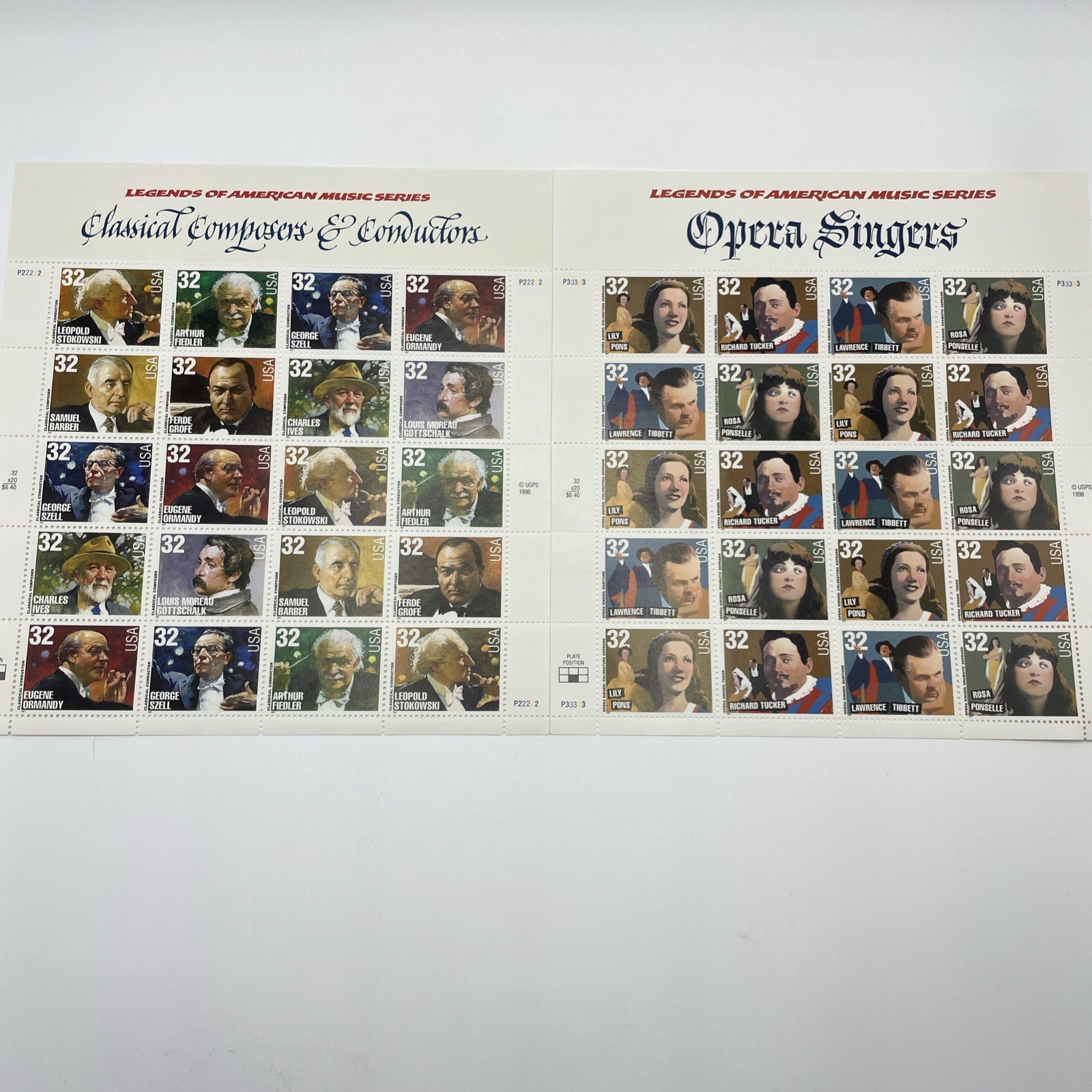 Lot of 2 USPS stamps Legends of American Music Series Opera and Composers MNH