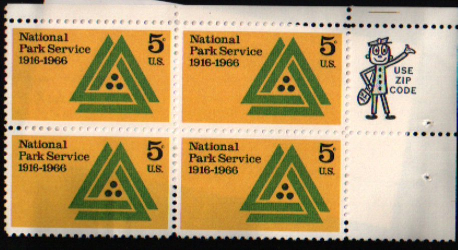 1966 5c National Park Service Block of Four Scott #1314 ST085